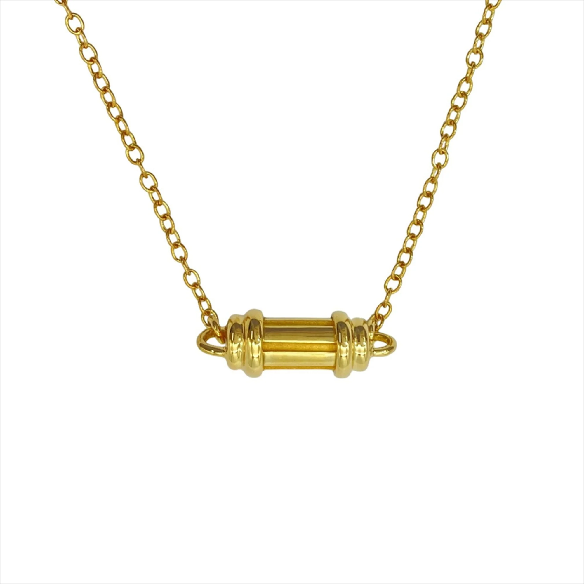 Cylinder Bottle Pendant Necklace 18K Yellow Gold