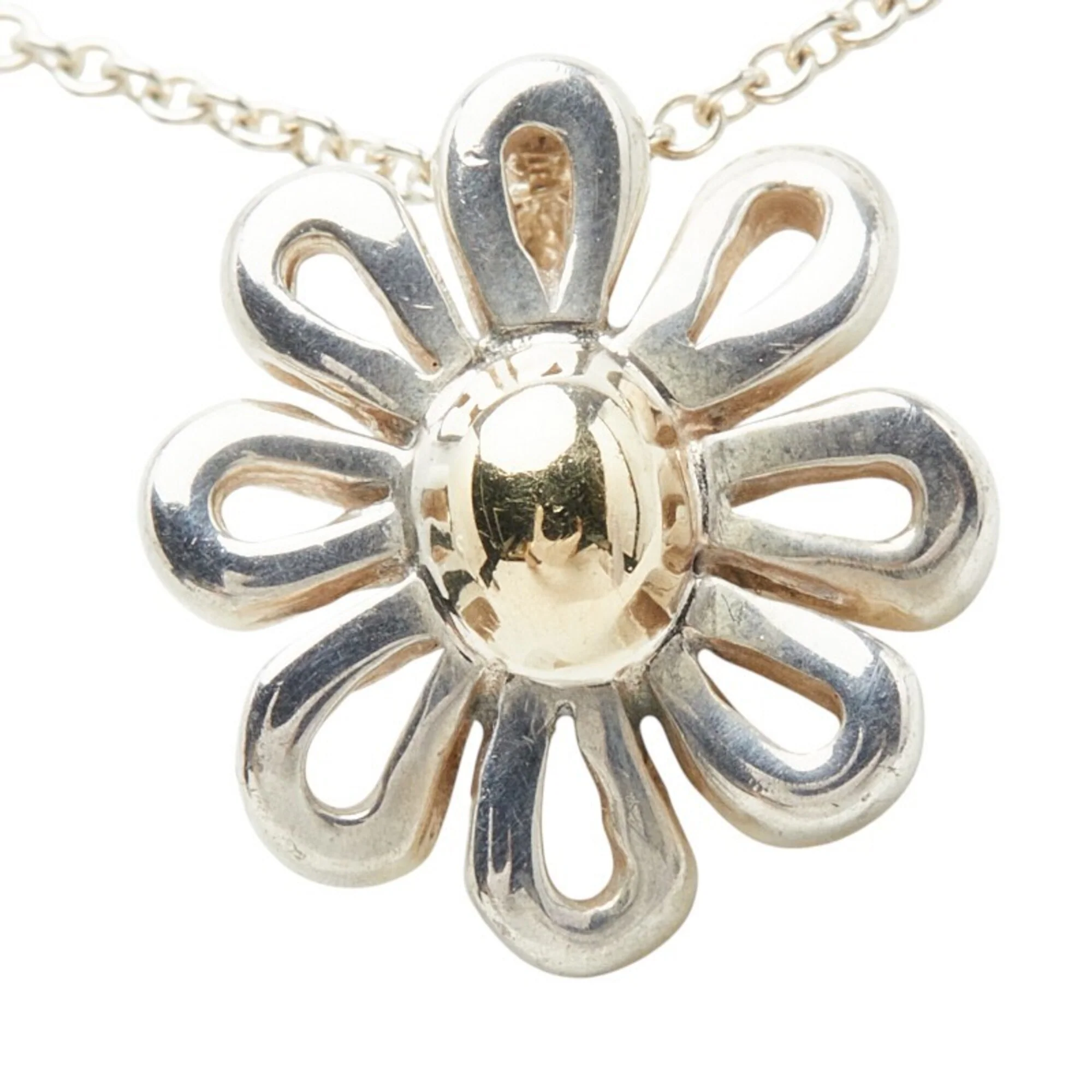 Daisy Flower Pendant Necklace Sterling Silver - Image 2