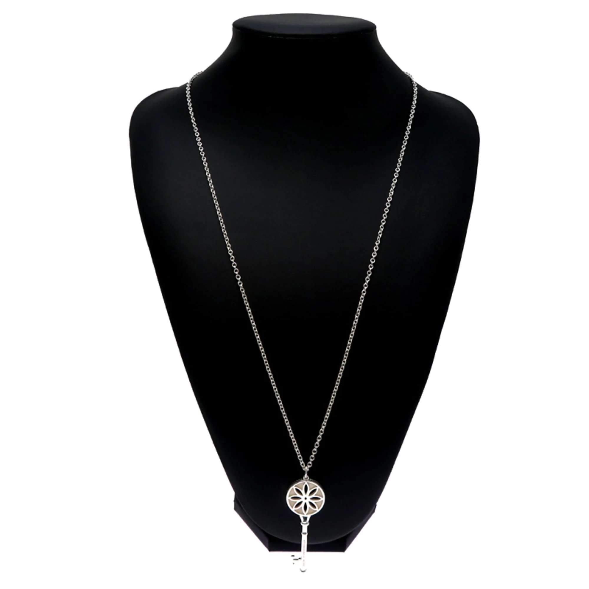 Daisy Key Pendant Necklace Sterling Silver with Diamond - Image 7