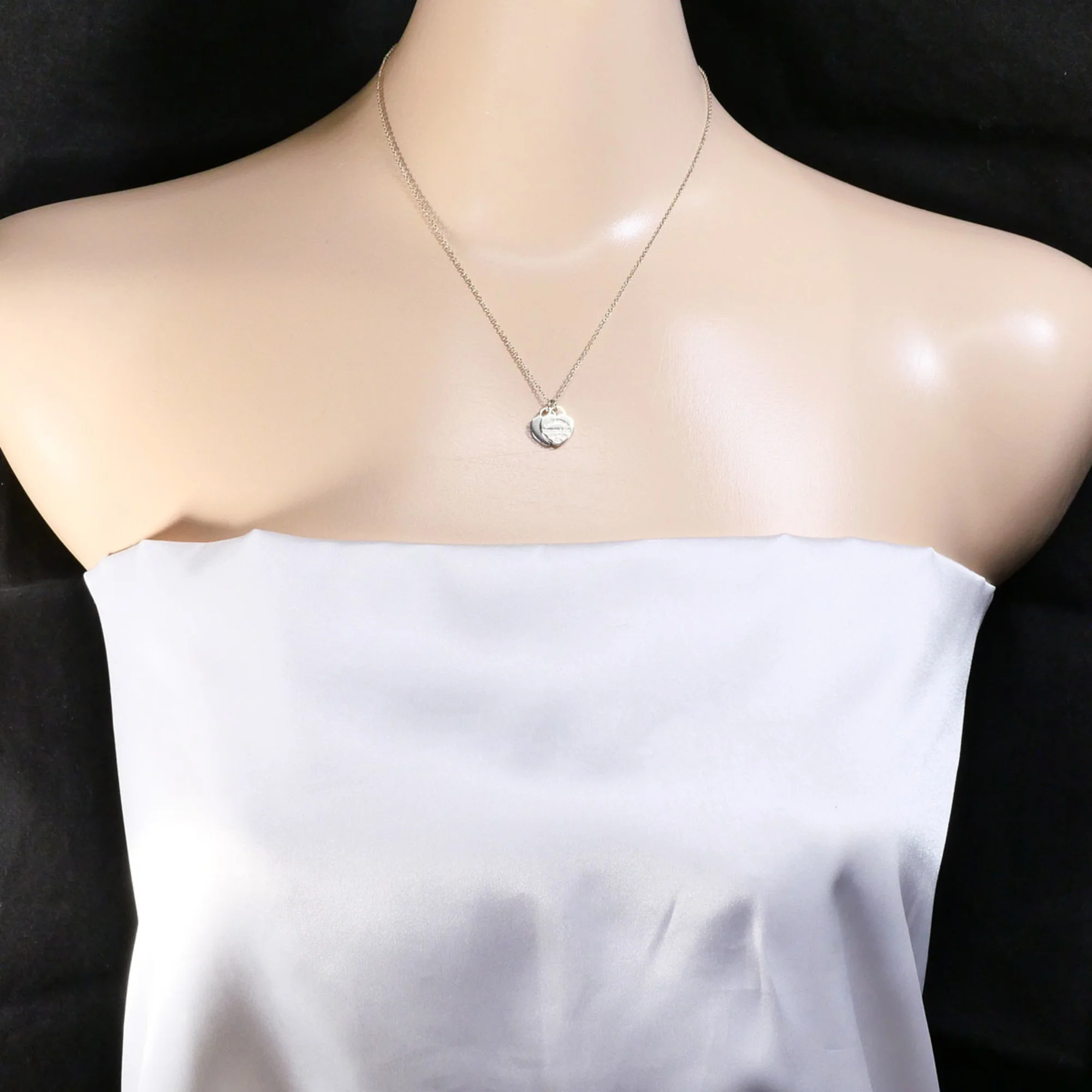 Double Heart Pendant Necklace Sterling Silver - Image 6