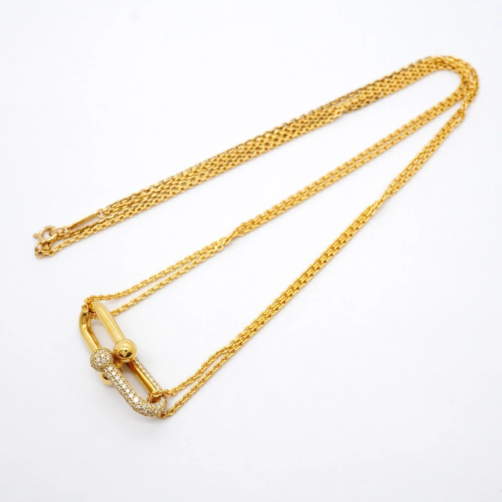 Double Link Pendant Necklace 18K Yellow Gold with Diamond - Image 3