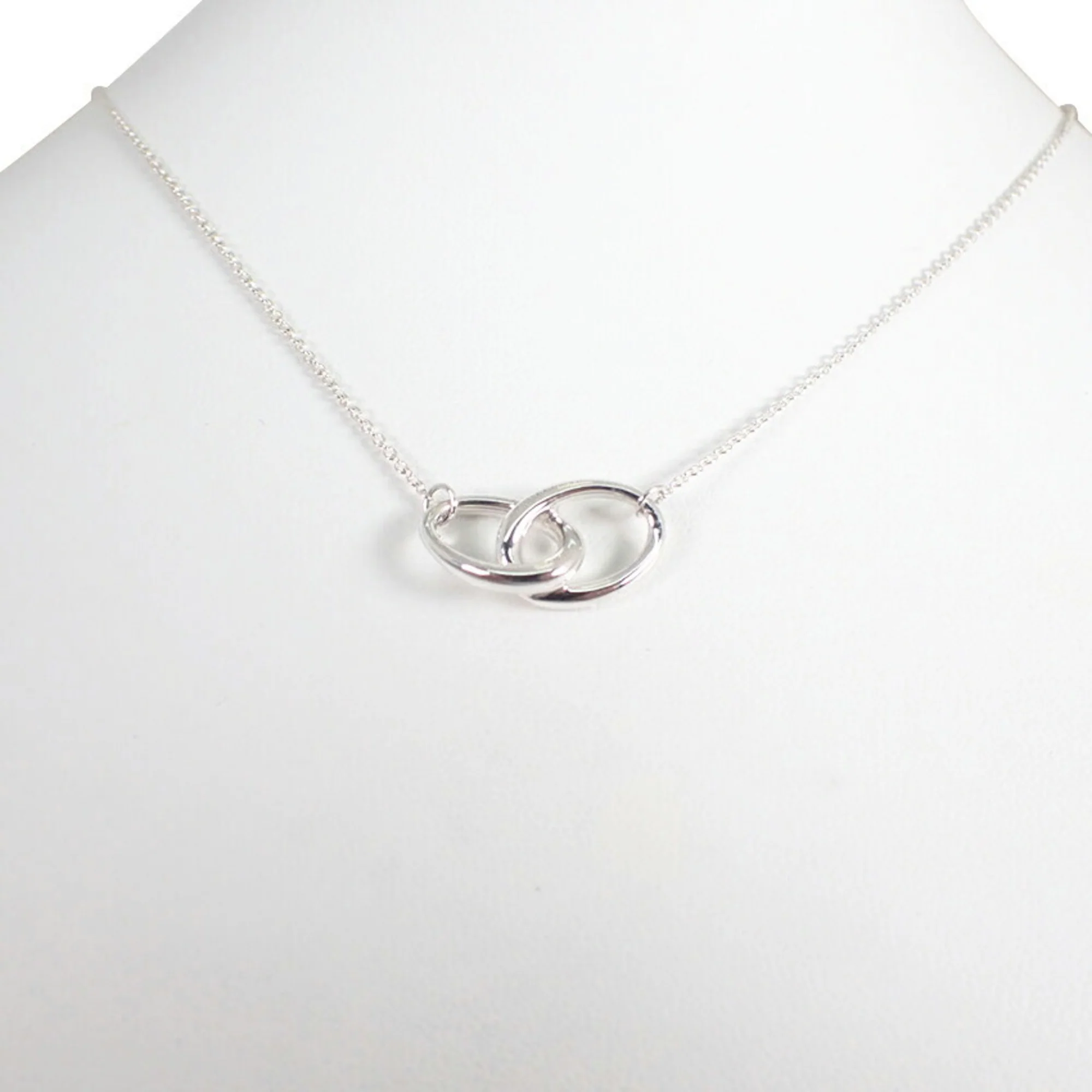 Double Loop Pendant Necklace Sterling Silver