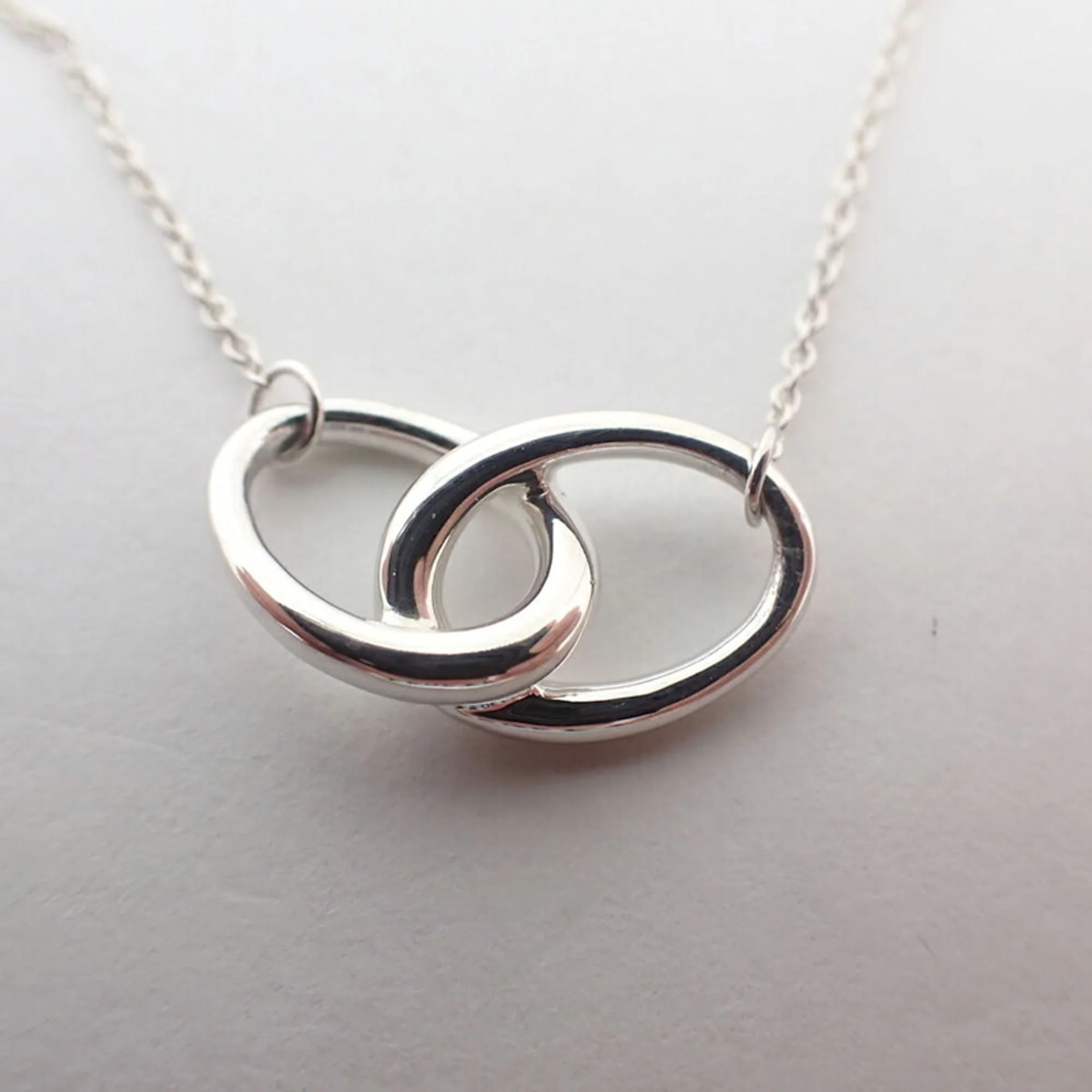 Double Loop Pendant Necklace Sterling Silver - Image 6
