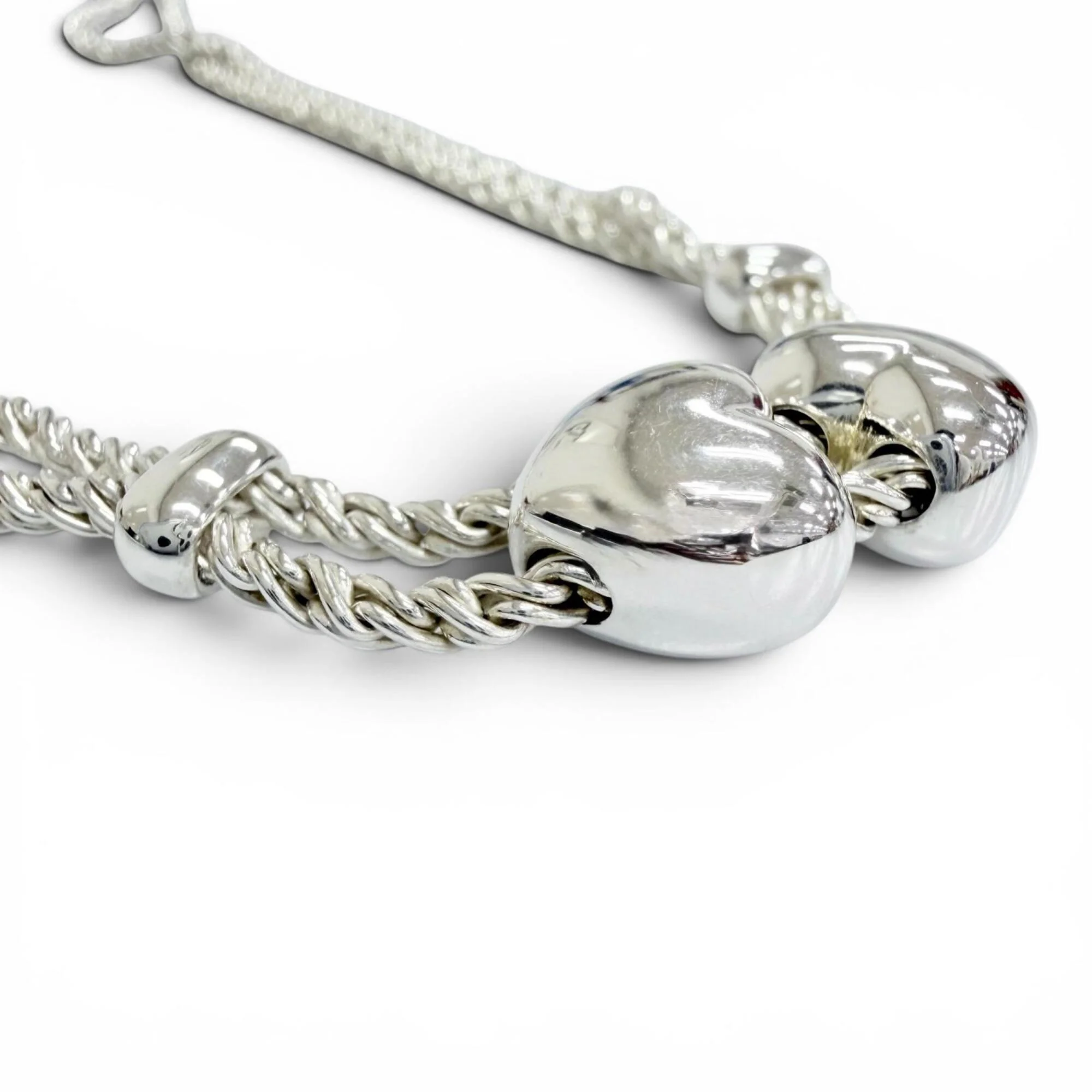 Double Rope Heart Choker Necklace Sterling Silver - Image 4