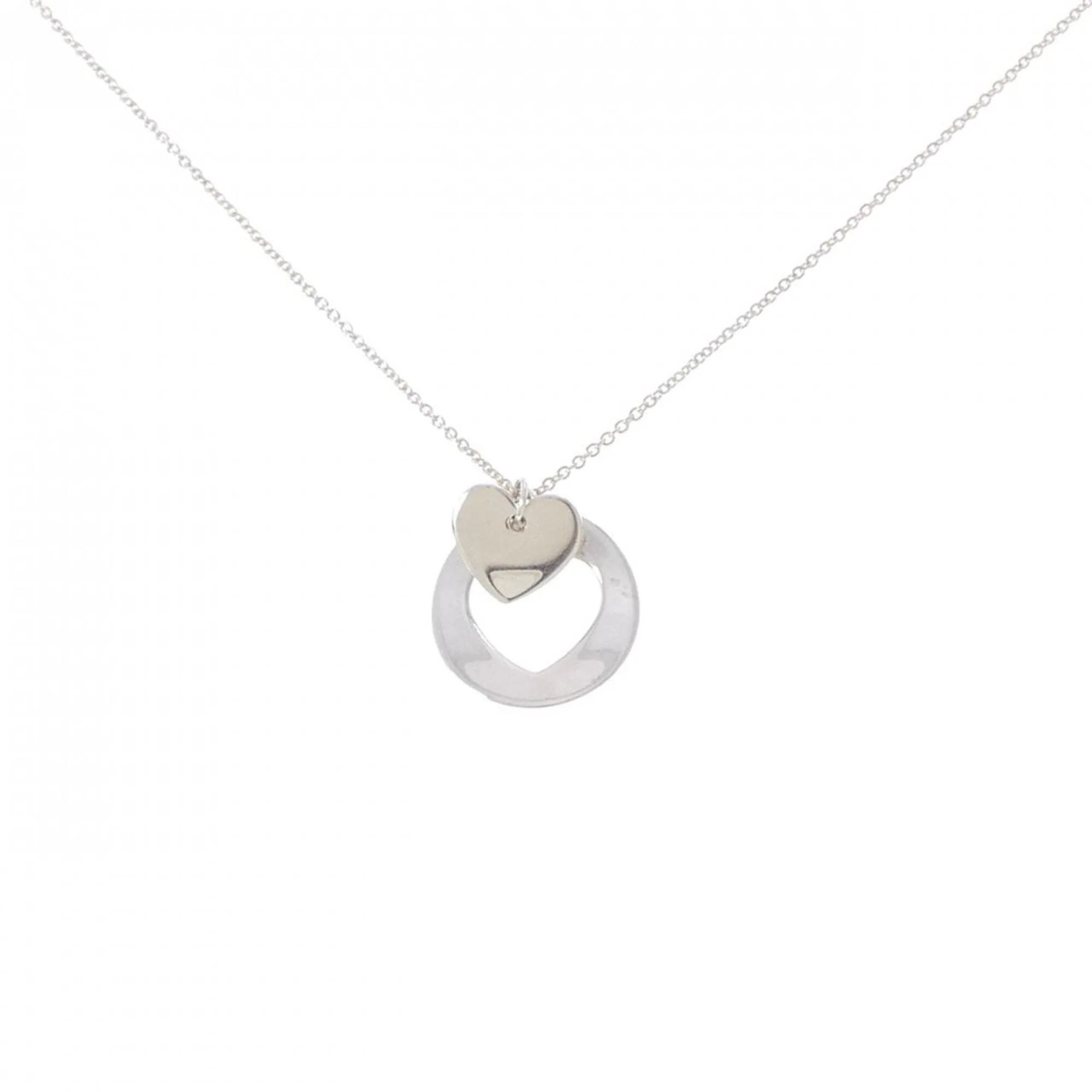 Double Stencil Heart Pendant Necklace Sterling Silver