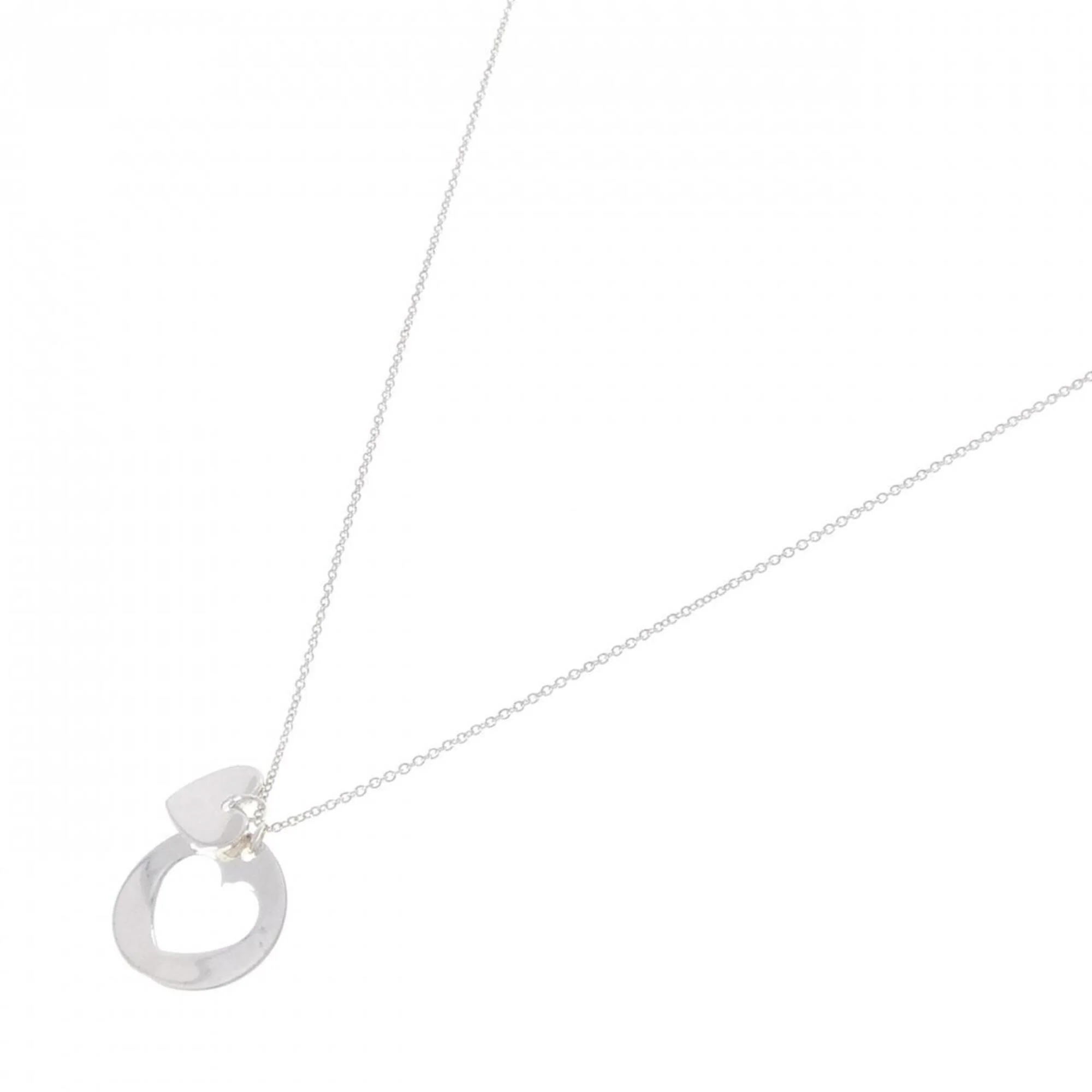 Double Stencil Heart Pendant Necklace Sterling Silver - Image 2