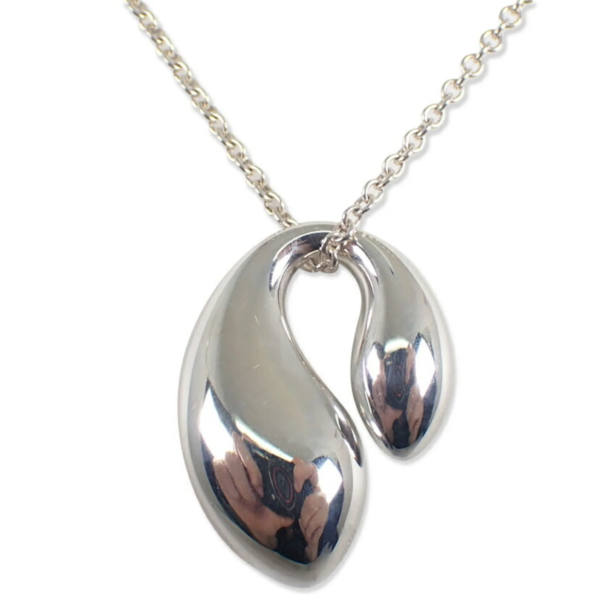 Double Teardrop Pendant Necklace Sterling Silver