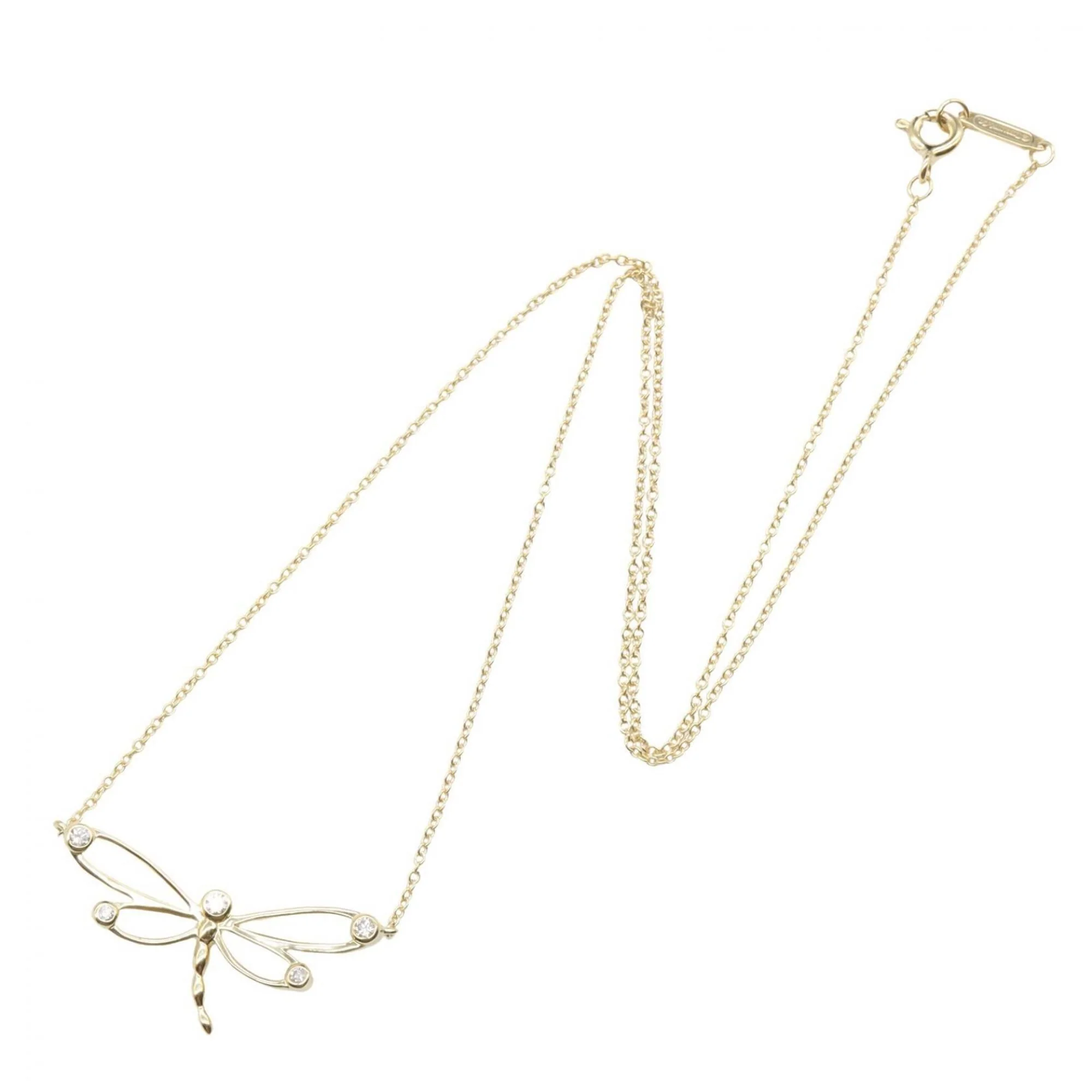 Dragonfly Pendant Necklace 18K Yellow Gold With Diamond - Image 2