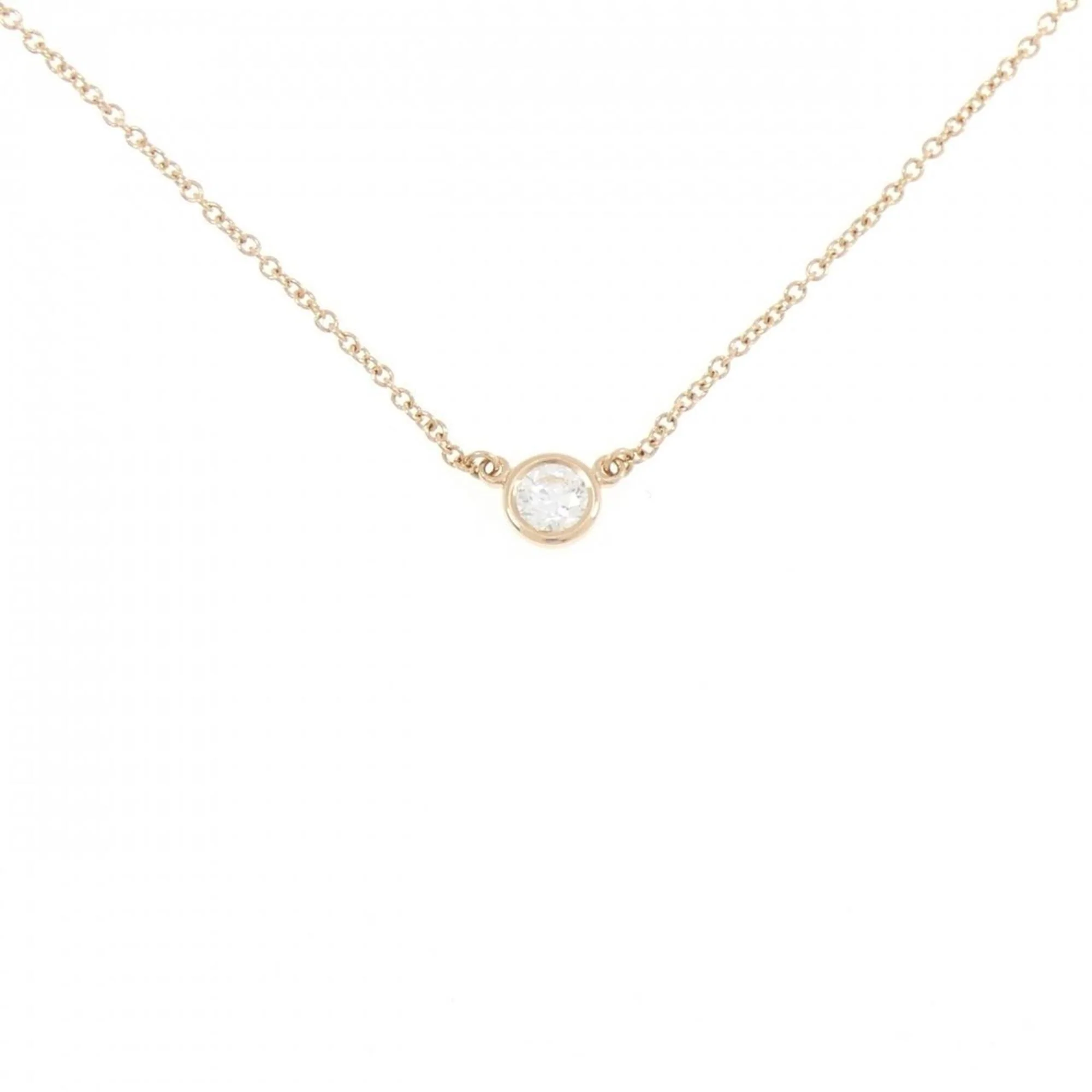 Elsa Peretti Diamonds By The Yard Pendant Necklace 18K Rose Gold and Diamond 0.10-0.19CT