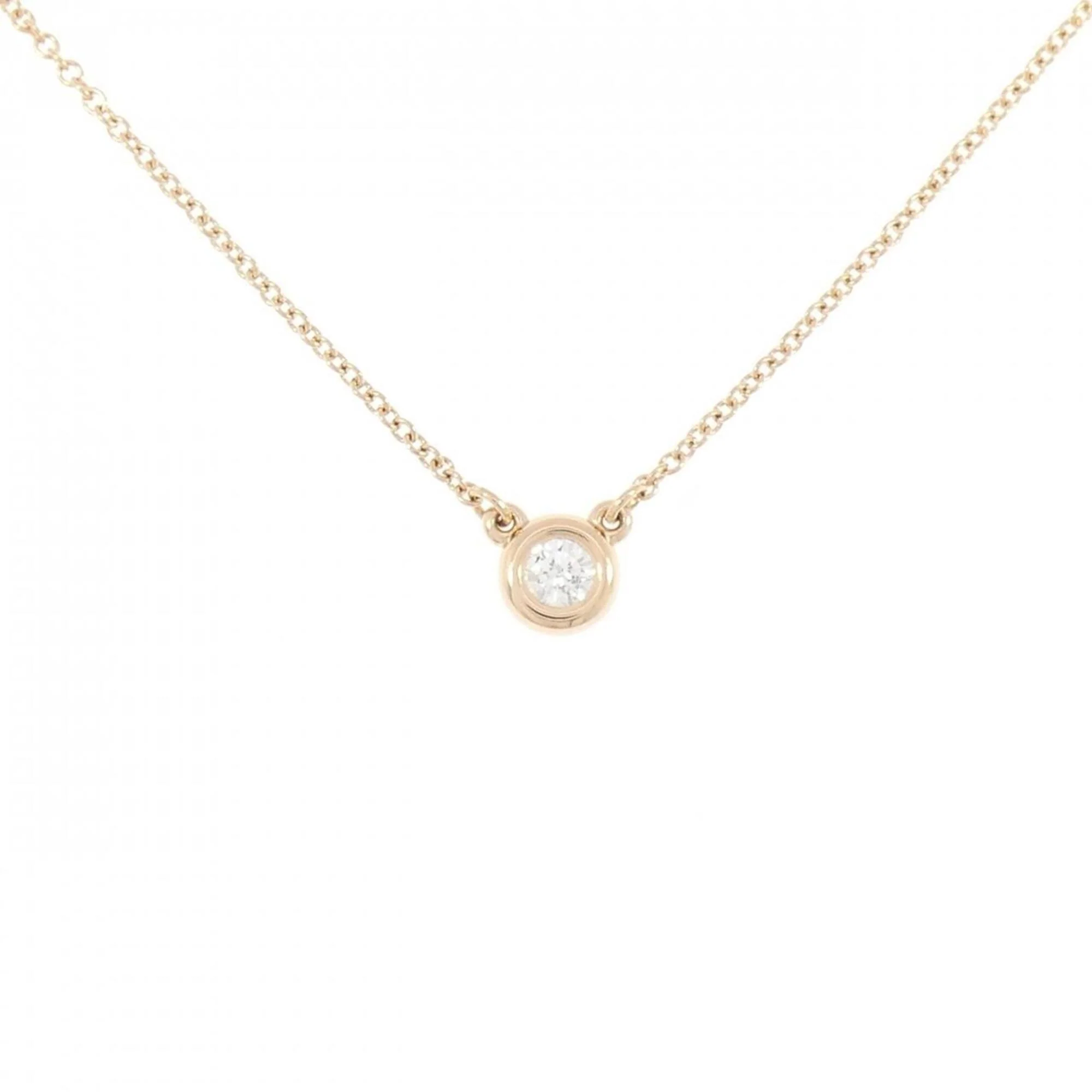 Elsa Peretti Diamonds By The Yard Pendant Necklace 18K Rose Gold and Diamond 0.10-0.19CT