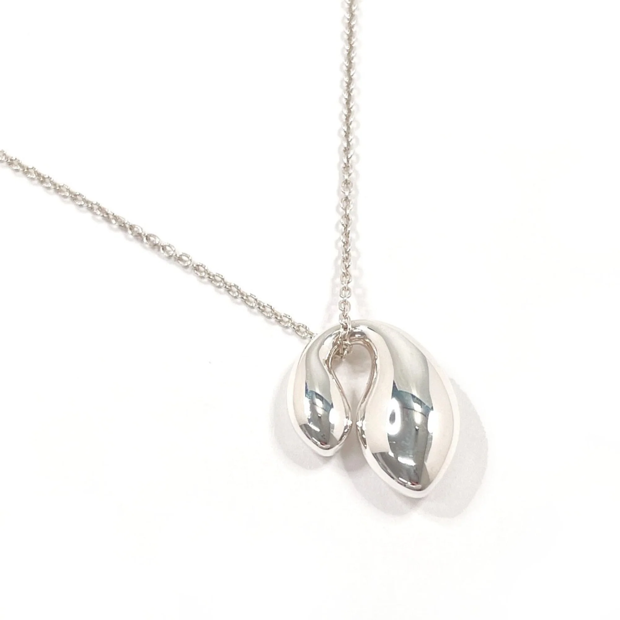 Elsa Peretti Double Teardrop Pendant Necklace Sterling Silver 16mm