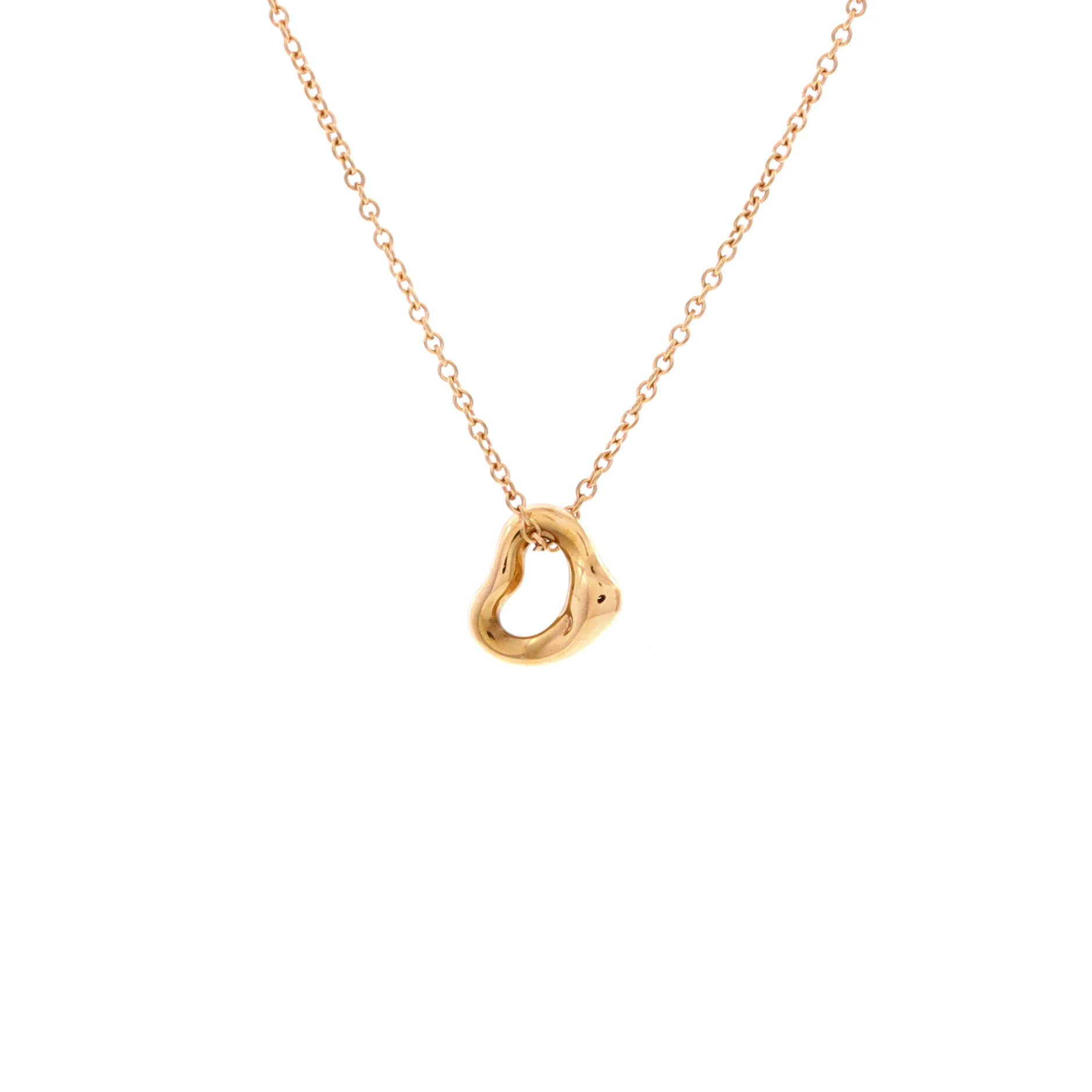 Elsa Peretti Open Heart Pendant Necklace 18K Rose Gold 7mm
