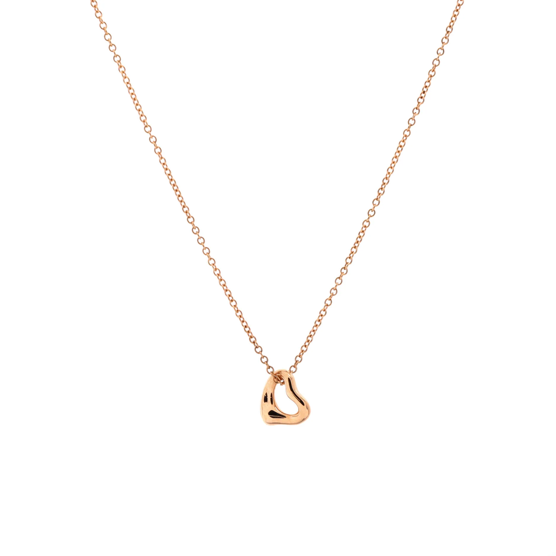 Elsa Peretti Open Heart Pendant Necklace 18K Rose Gold 7mm