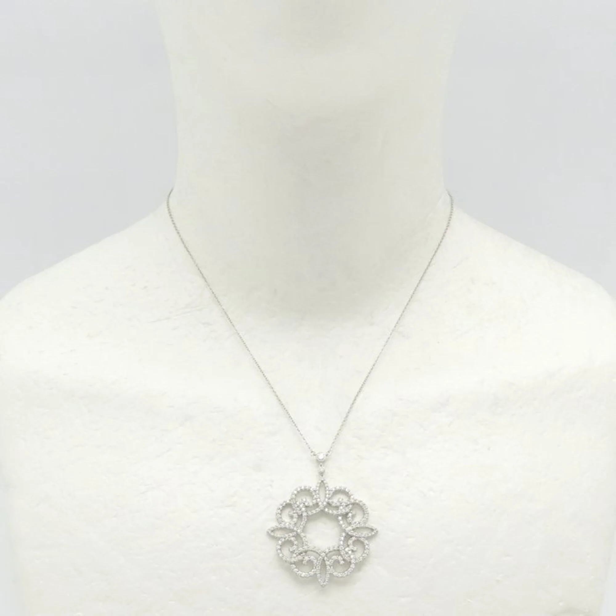 Enchant Scroll Pendant Necklace Platinum with Diamond - Image 3