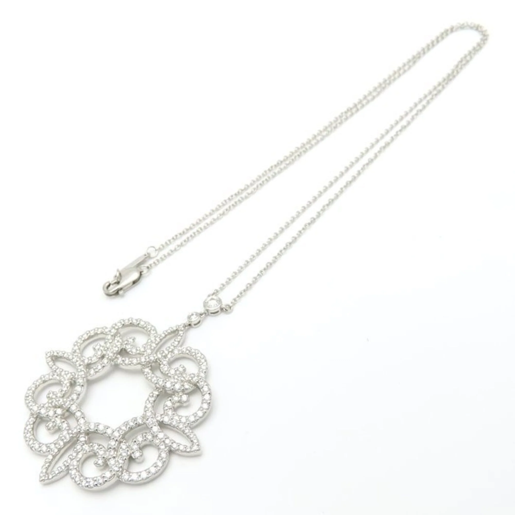 Enchant Scroll Pendant Necklace Platinum with Diamond - Image 4