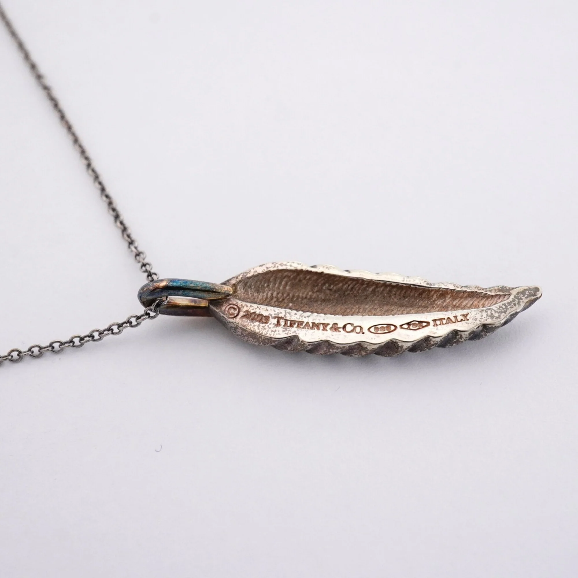 Feather Pendant Necklace Sterling Silver and 18K Yellow Gold - Image 6