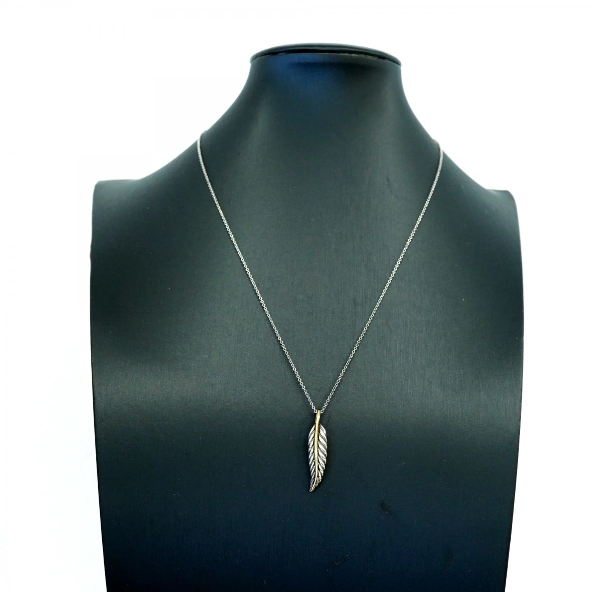 Feather Pendant Necklace Sterling Silver and 18K Yellow Gold - Image 7