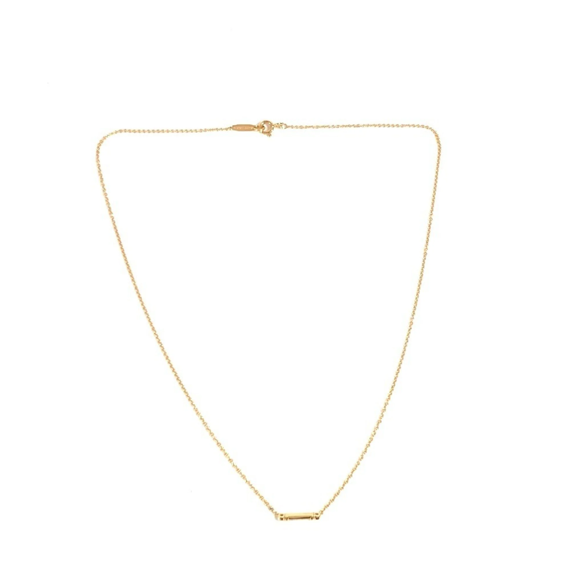 Fleur-de-lis Key Bar Pendant Necklace 18K Yellow Gold with Diamond - Image 2