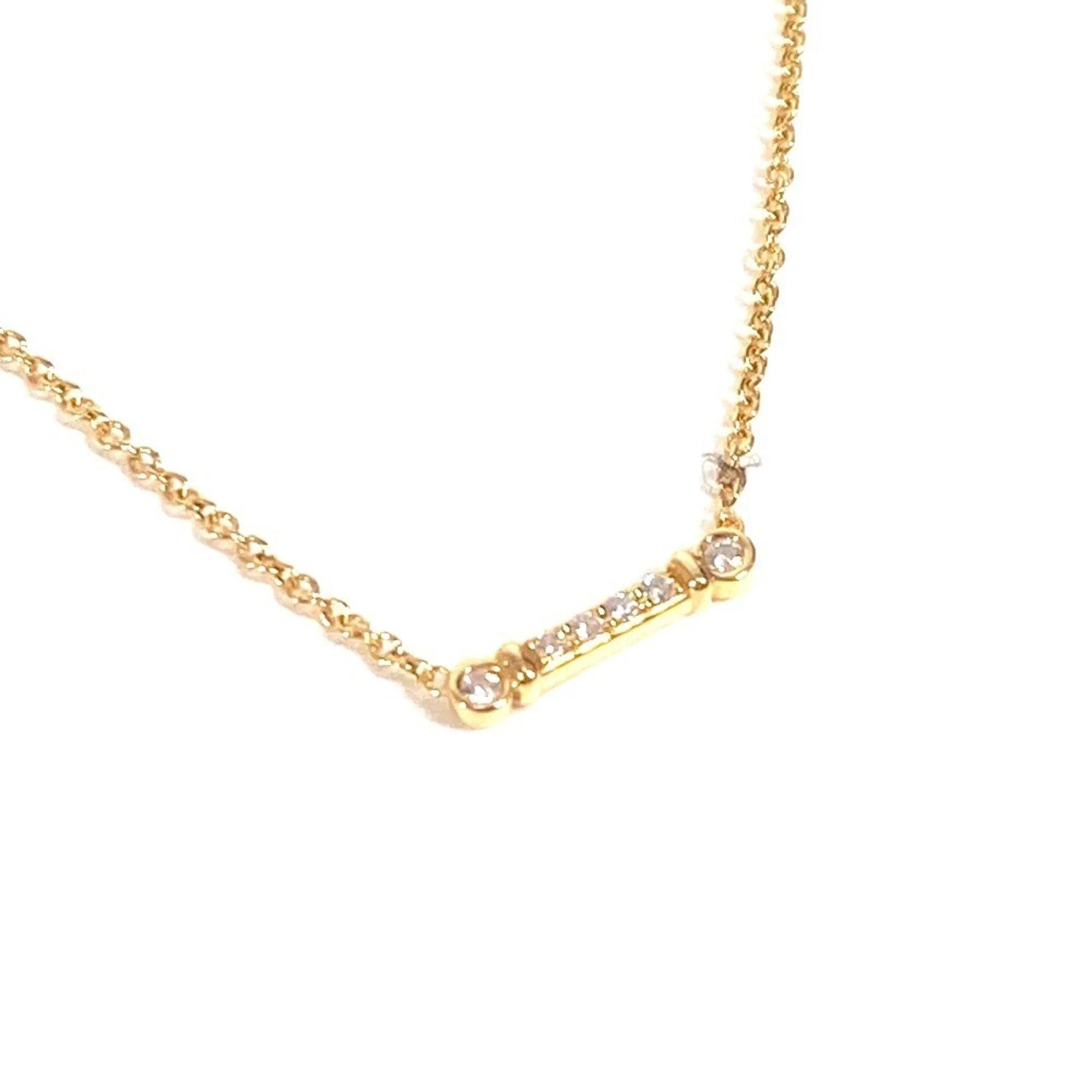 Fleur-de-lis Key Bar Pendant Necklace 18K Yellow Gold with Diamond - Image 3