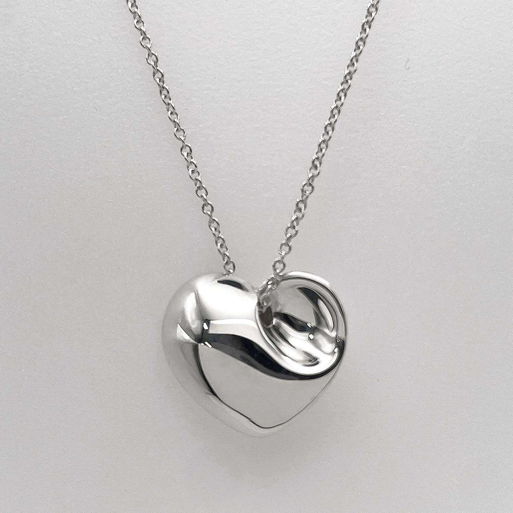 Fold Heart Pendant Necklace Sterling Silver - Image 2