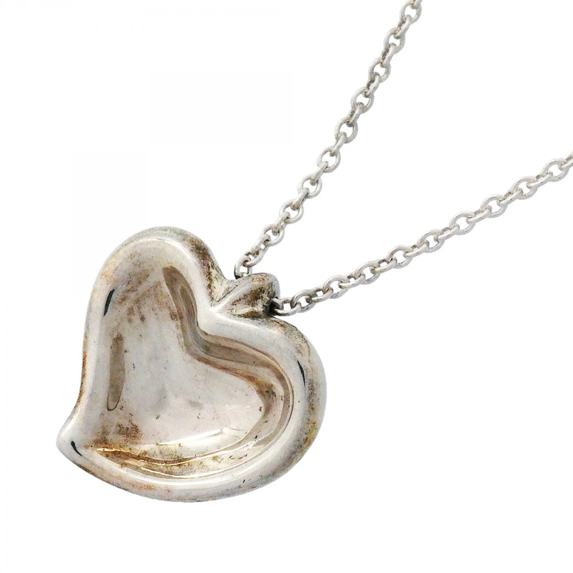 Full Heart Pendant Necklace Sterling Silver