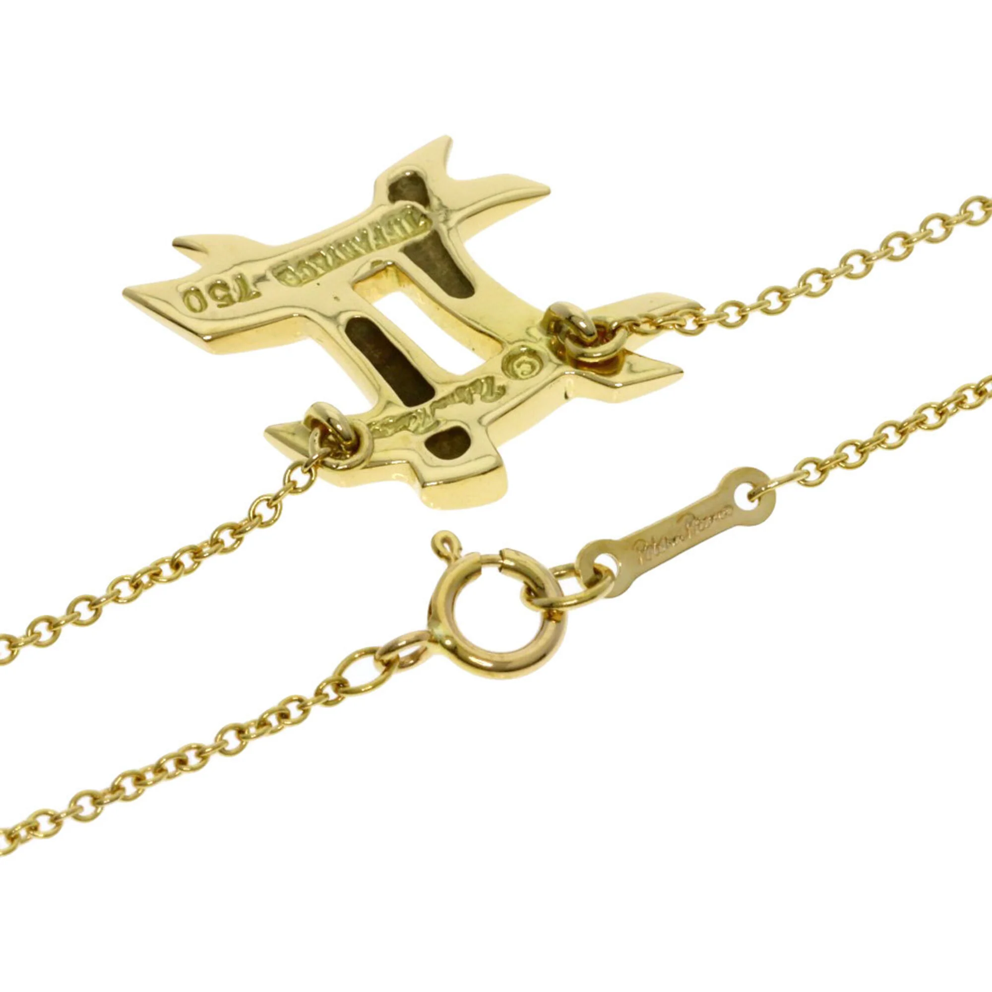 Gemini Zodiac Pendant Necklace 18K Yellow Gold - Image 2