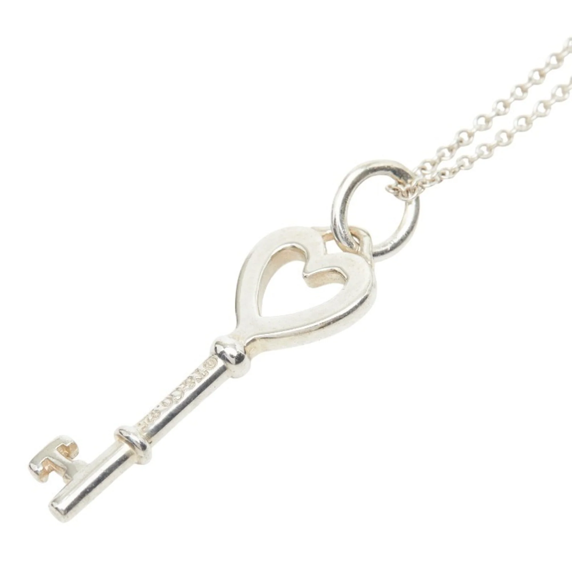 Heart Key Chain Pendant Necklace Sterling Silver