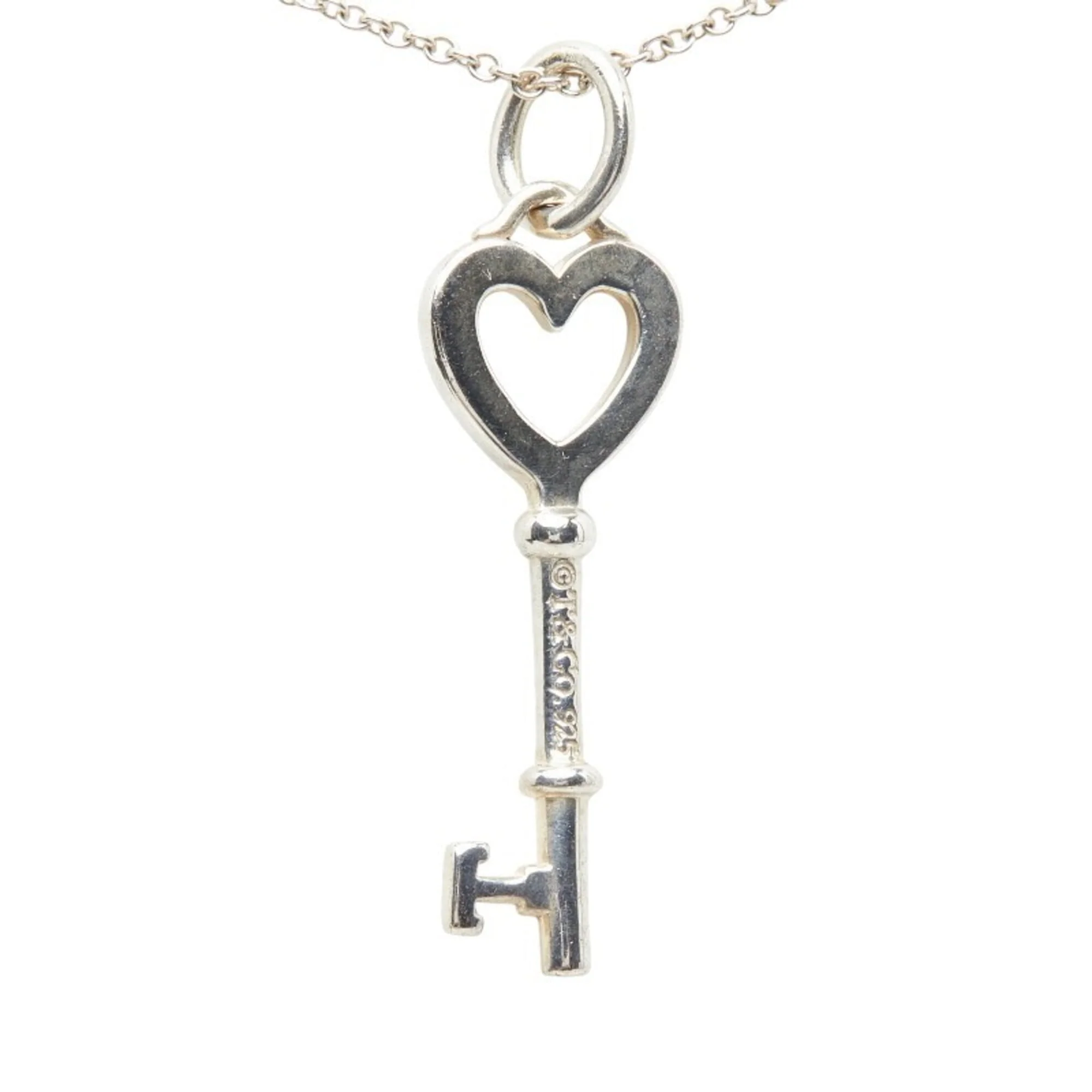 Heart Key Chain Pendant Necklace Sterling Silver - Image 4