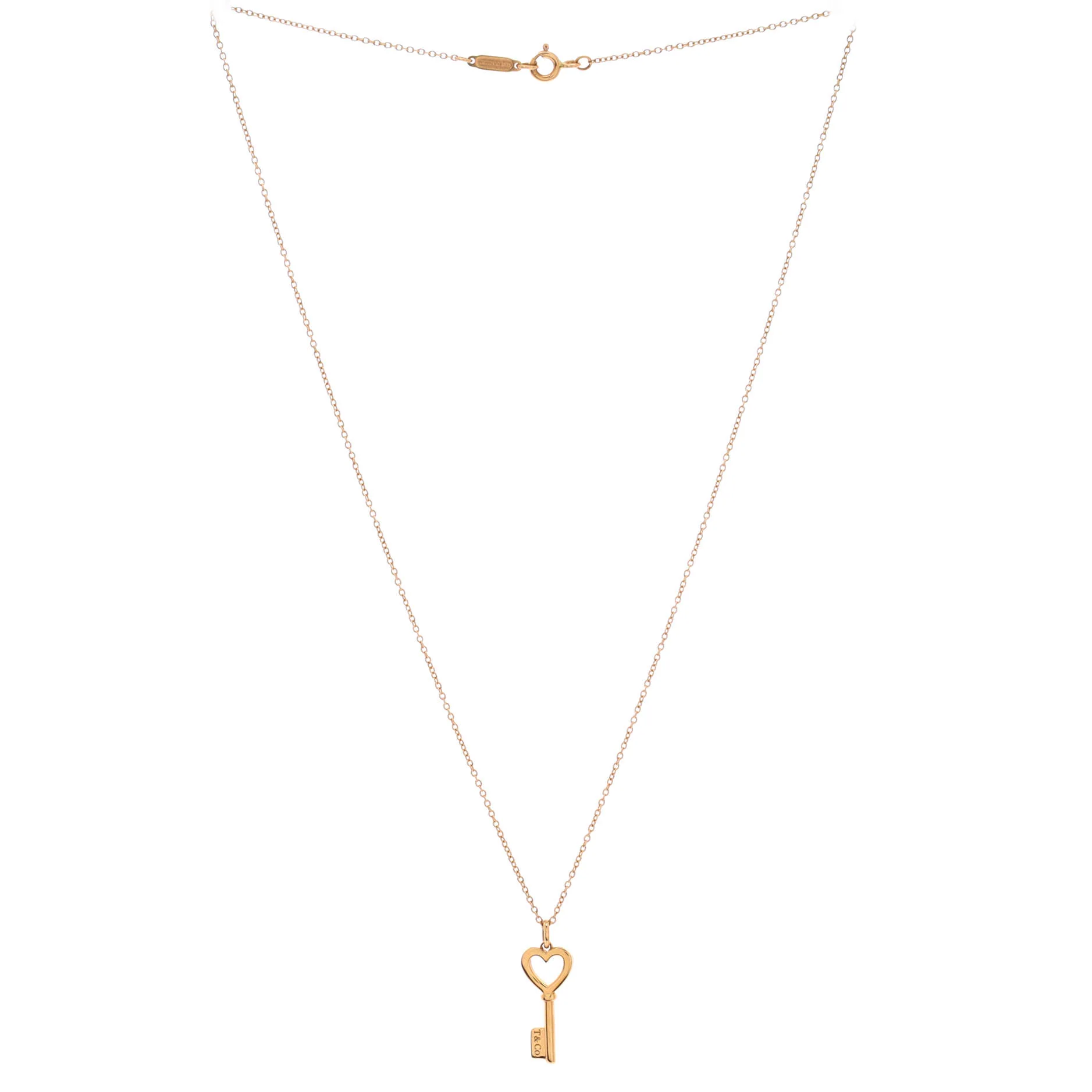 Heart Key Pendant Necklace 18K Rose Gold Mini - Image 2