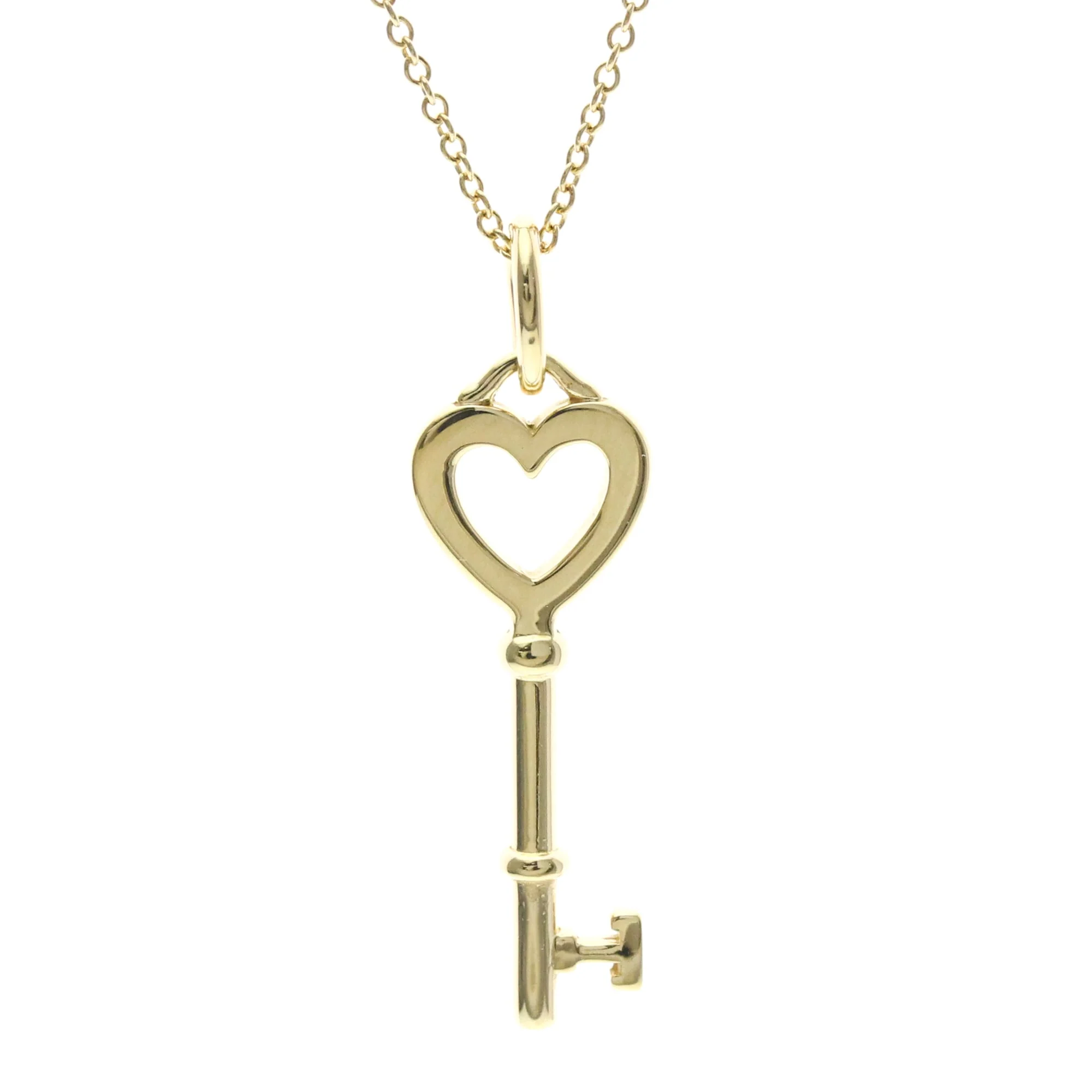 Heart Key Pendant Necklace 18K Yellow Gold