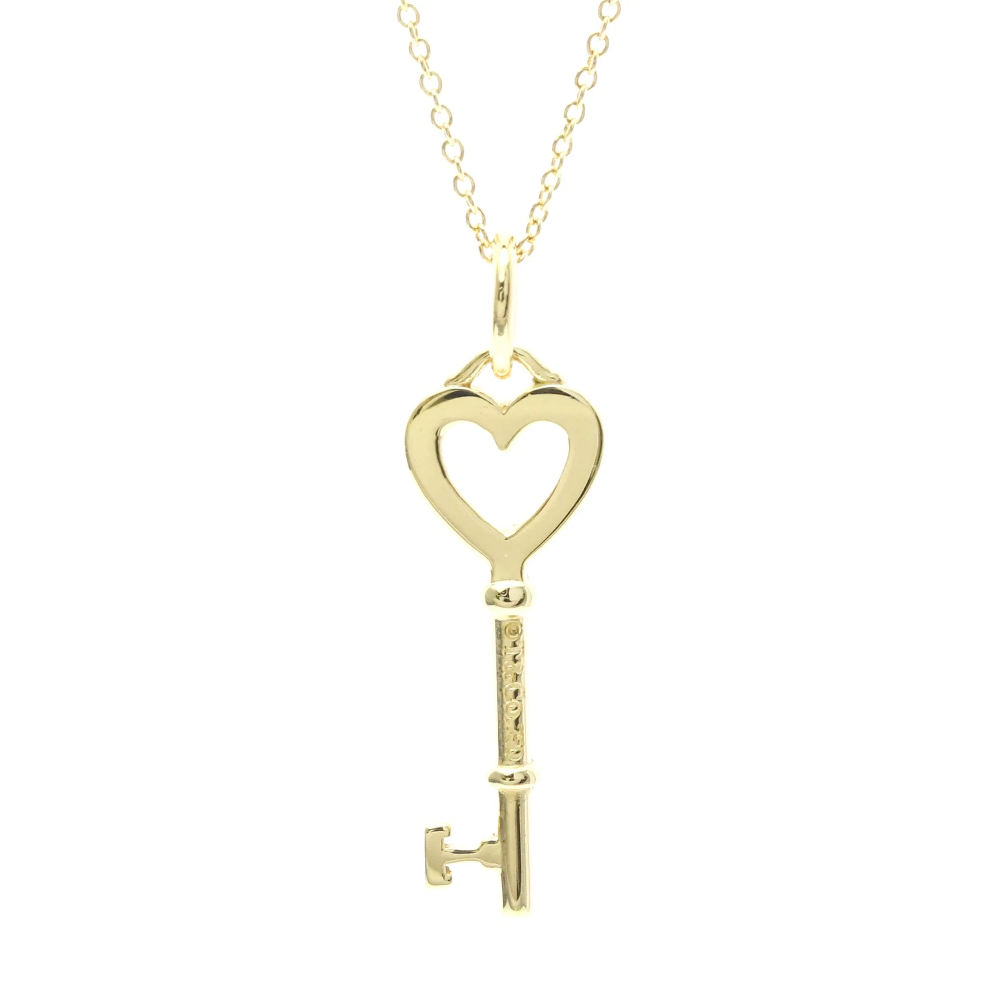 Heart Key Pendant Necklace 18K Yellow Gold - Image 2