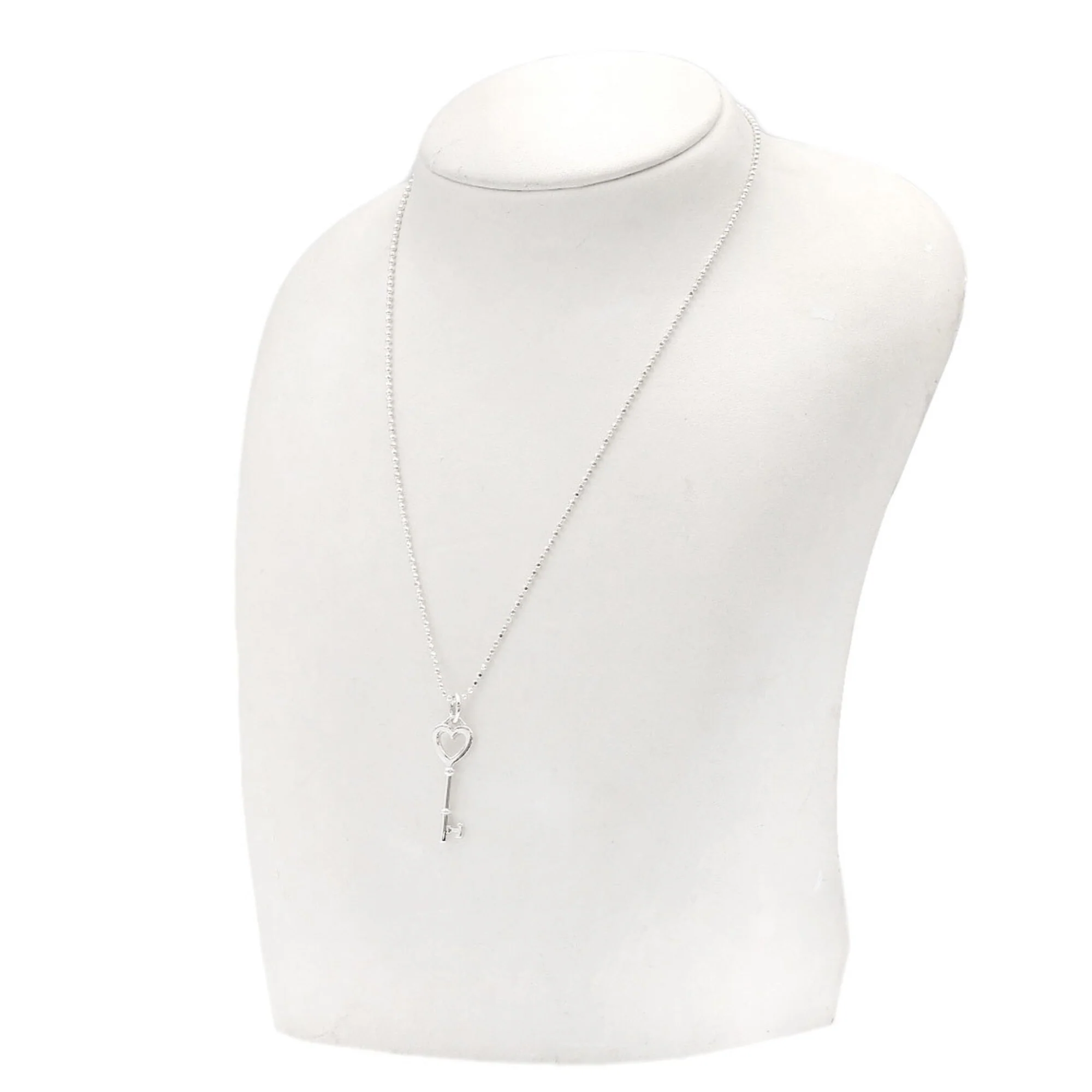 Heart Key Pendant Necklace Silver - Image 5