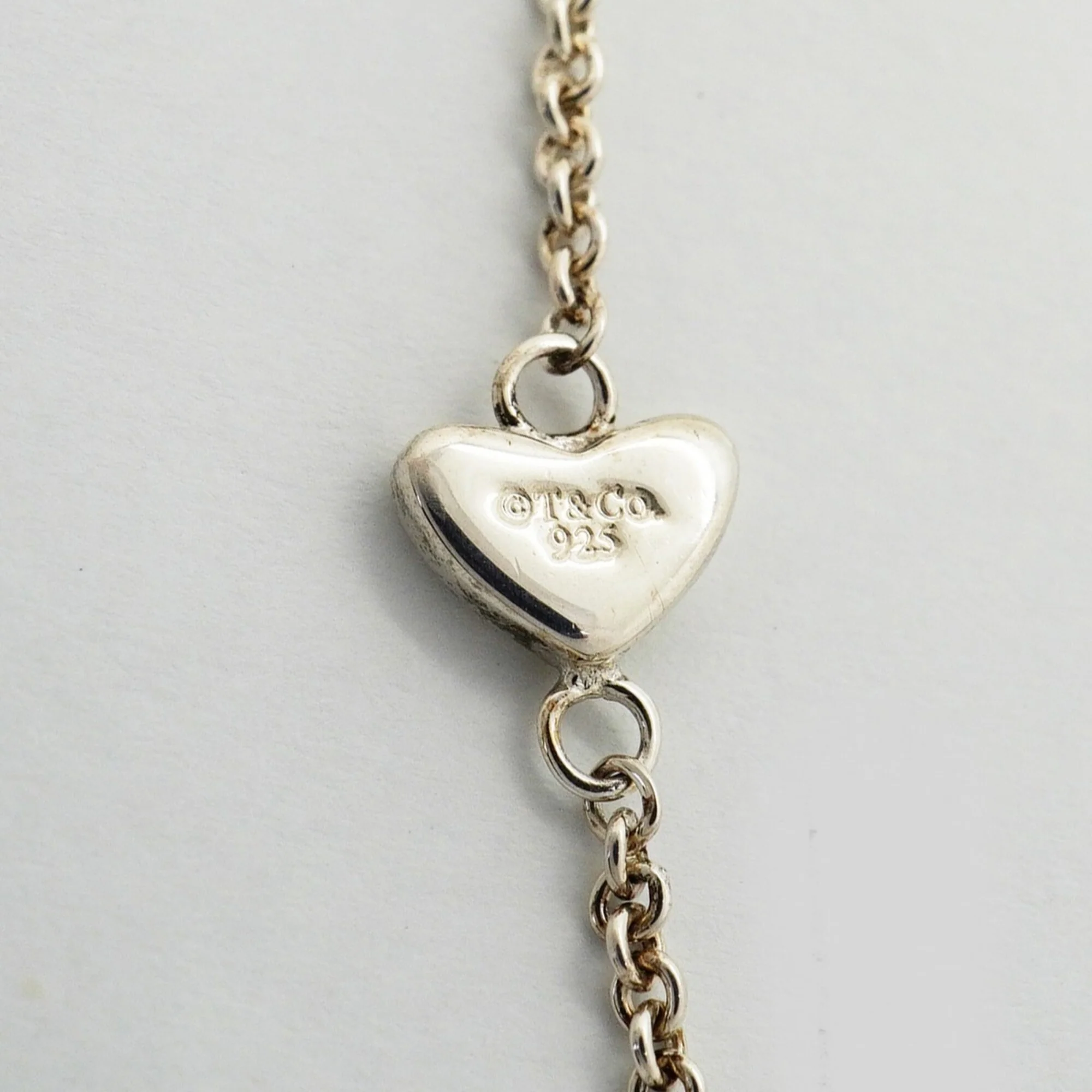 Heart Link Lariat Pendant Necklace Sterling Silver - Image 5