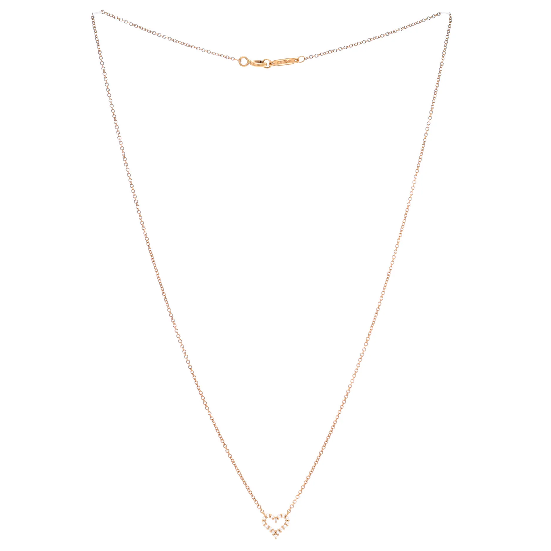 Heart Pendant Necklace 18K Rose Gold and Diamond Extra Mini - Image 3