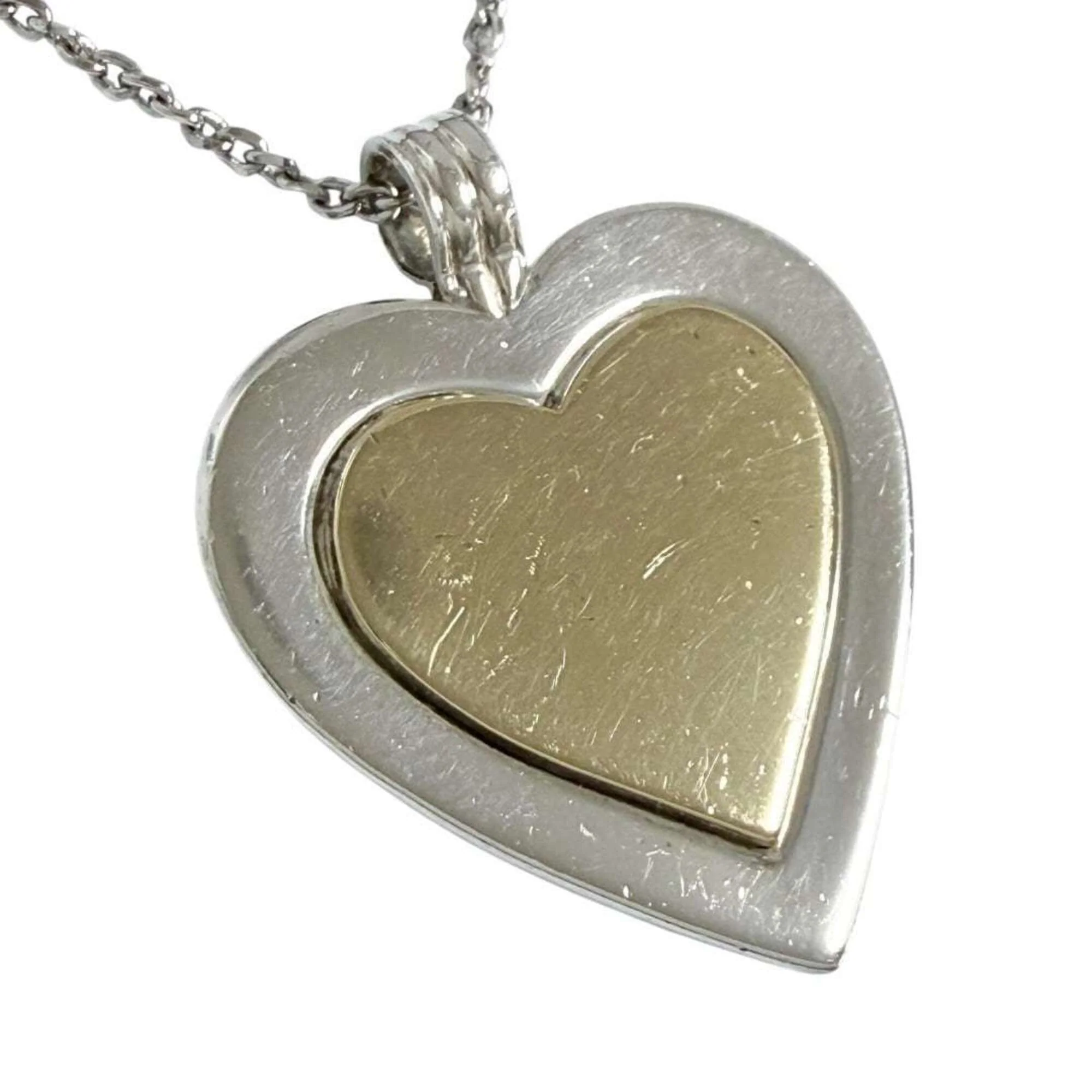 Heart Pendant Necklace Metal and Sterling Silver - Image 3
