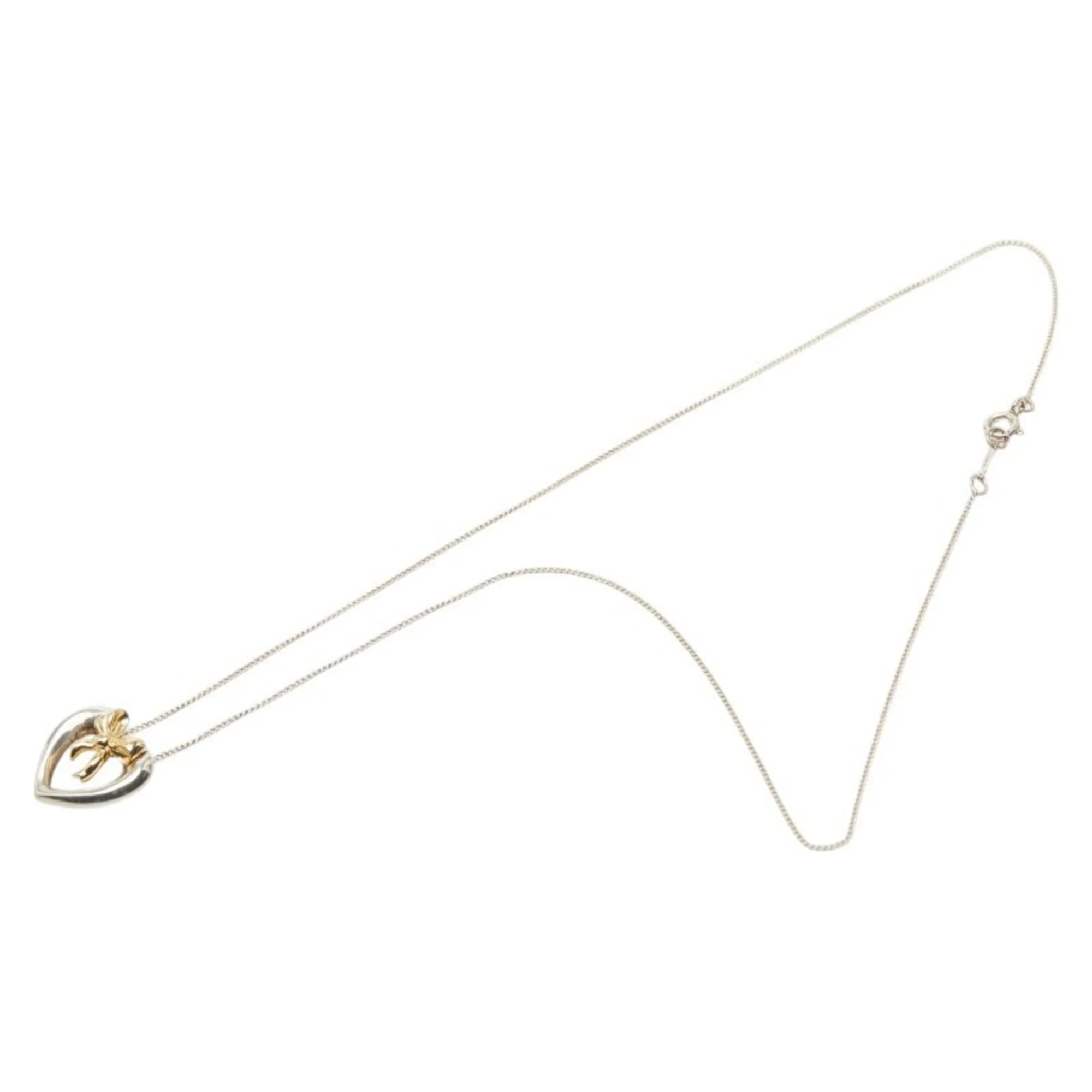 Heart Ribbon Pendant Necklace 18K Yellow Gold - Image 4