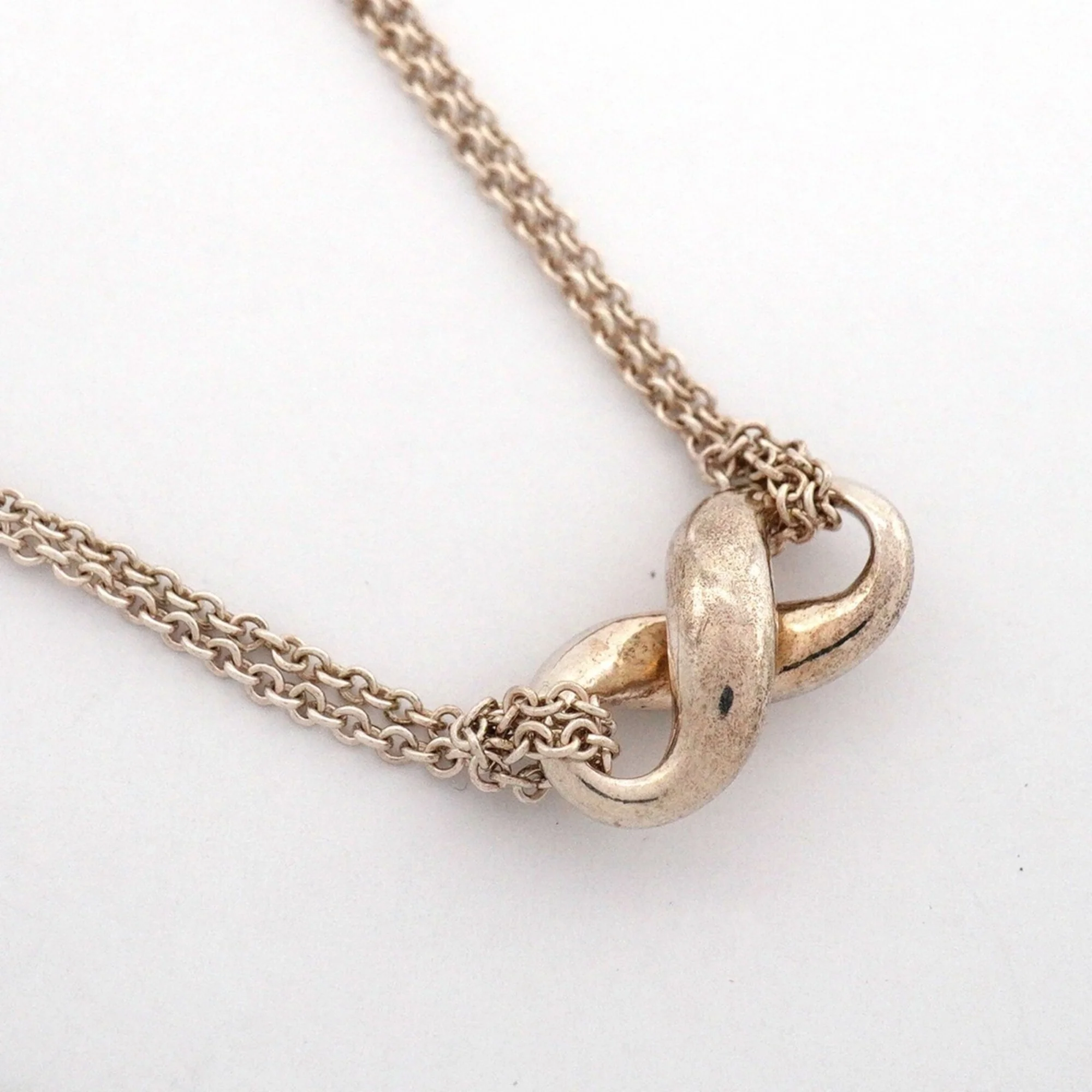 Infinity Double Chain Pendant Necklace Sterling Silver - Image 2
