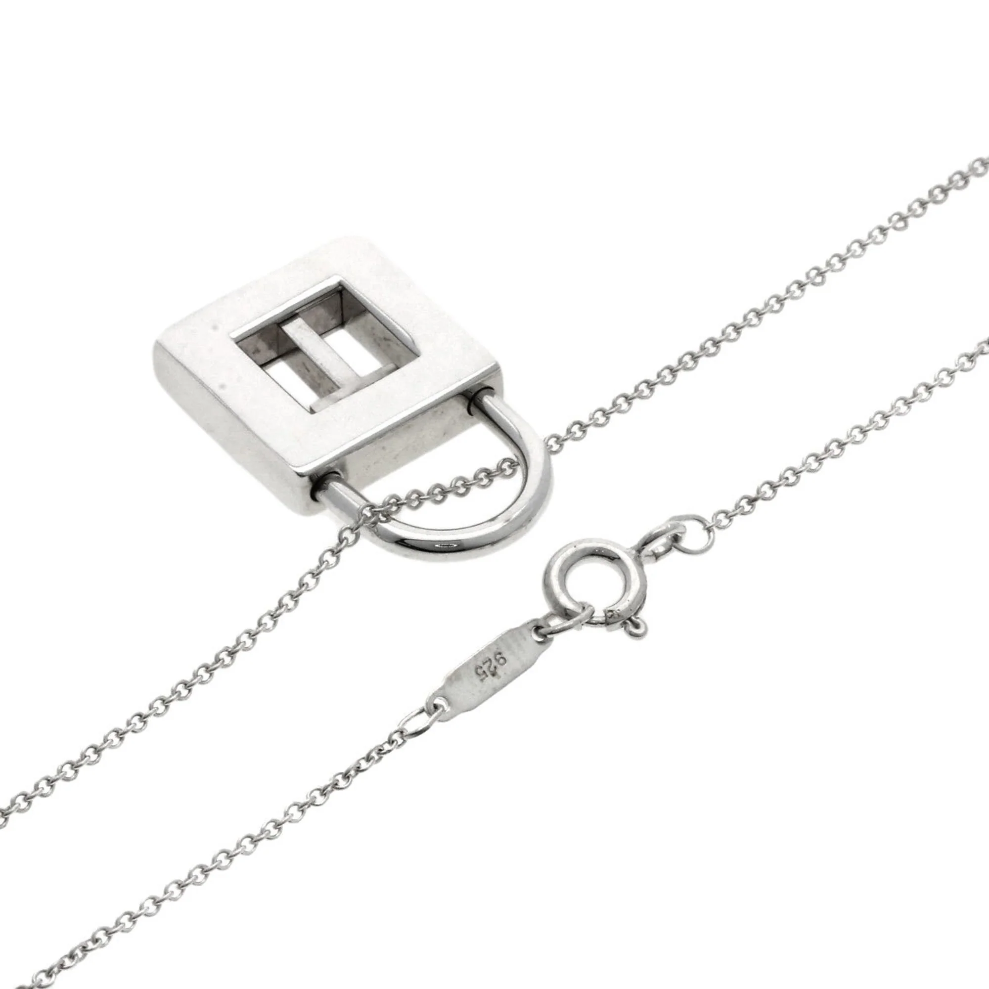 Initial T Cadena Lock Pendant Necklace Sterling Silver - Image 2