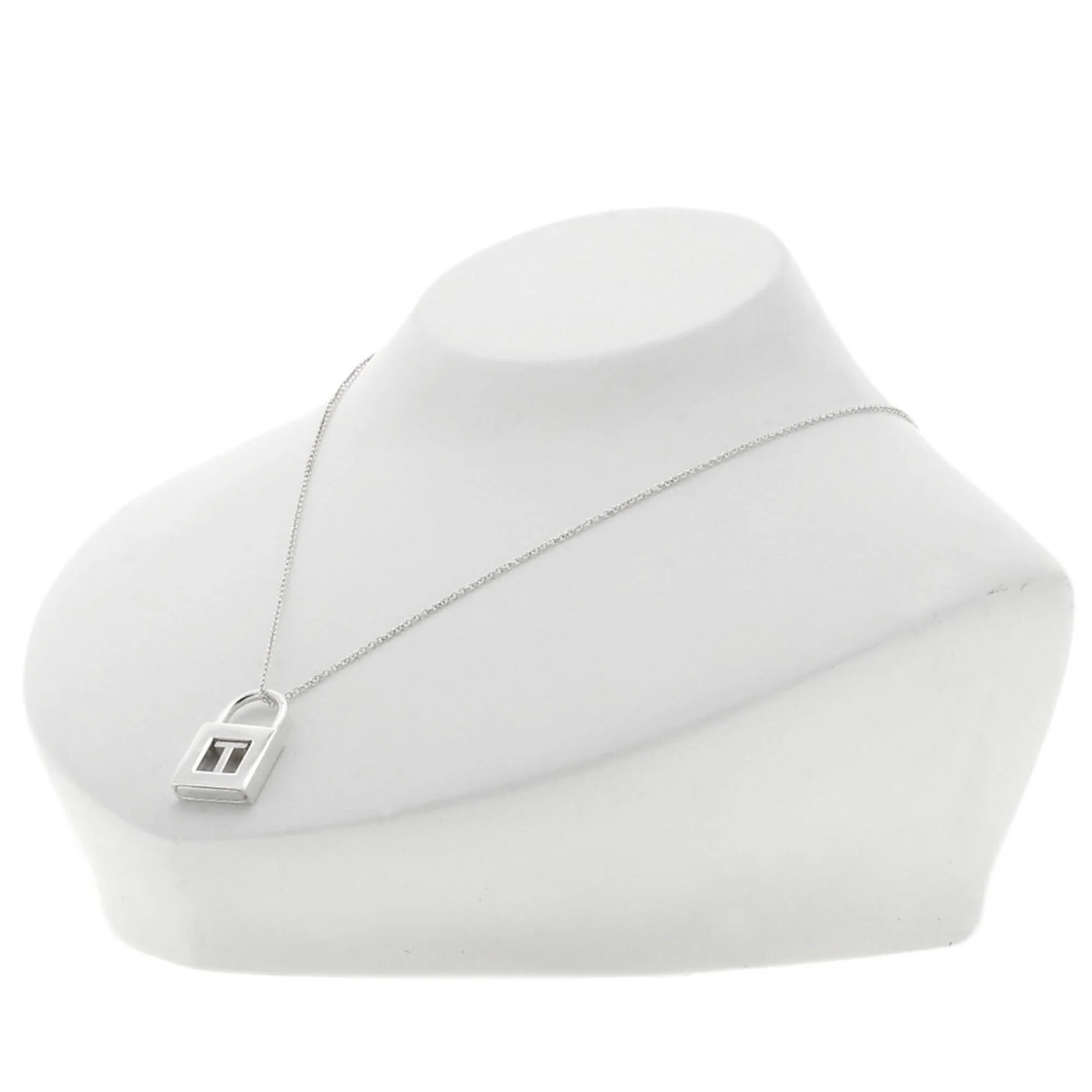 Initial T Cadena Lock Pendant Necklace Sterling Silver - Image 5