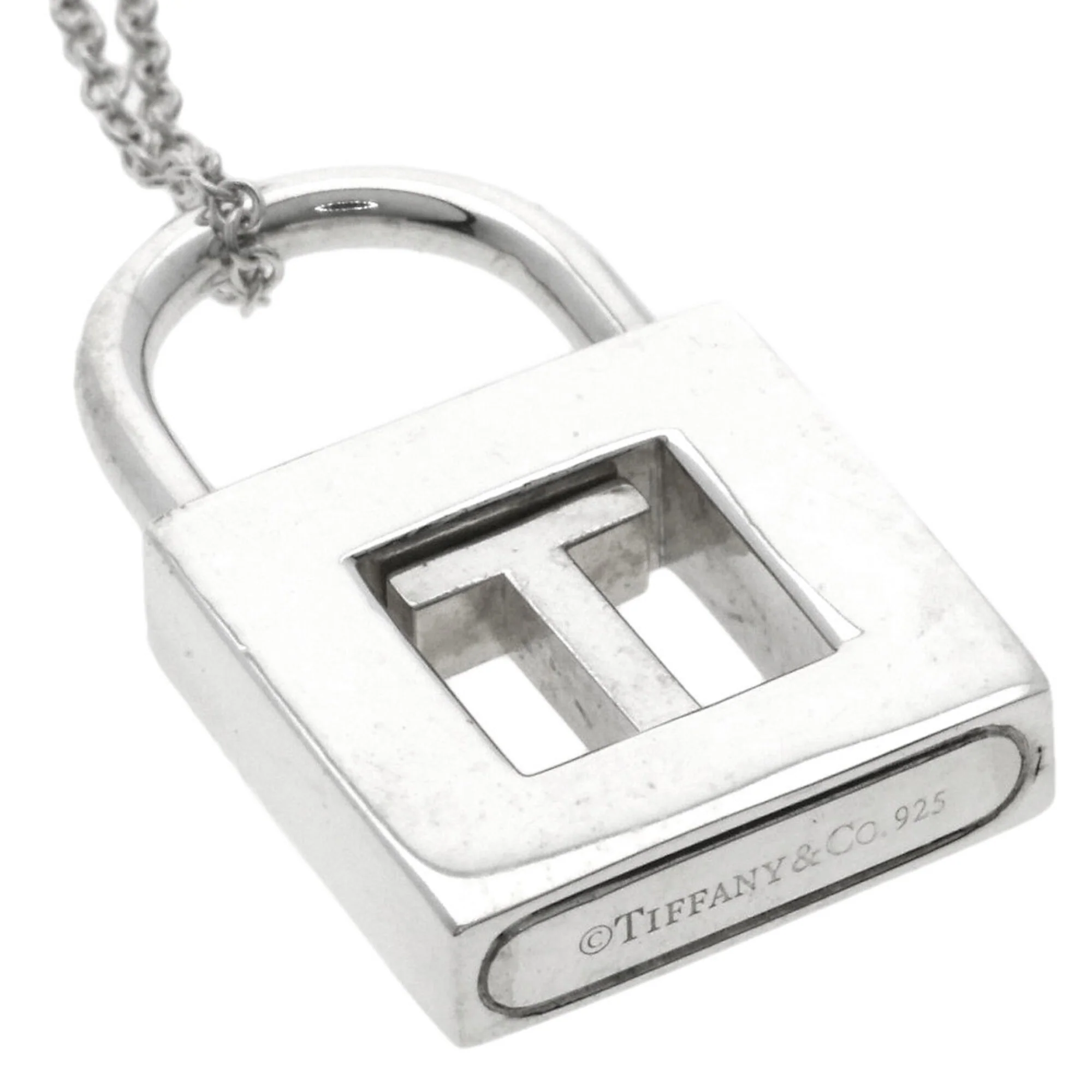Initial T Cadena Lock Pendant Necklace Sterling Silver - Image 6