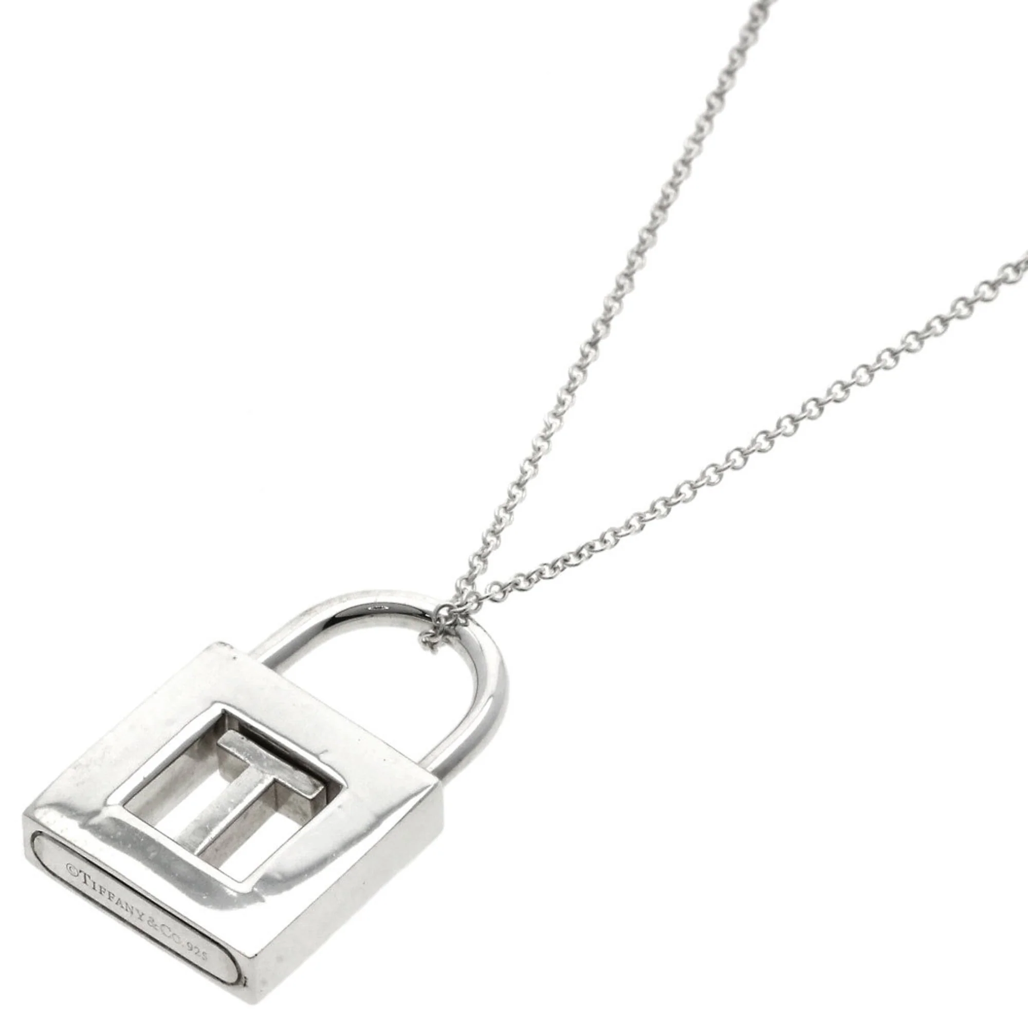 Initial T Cadena Lock Pendant Necklace Sterling Silver - Image 7