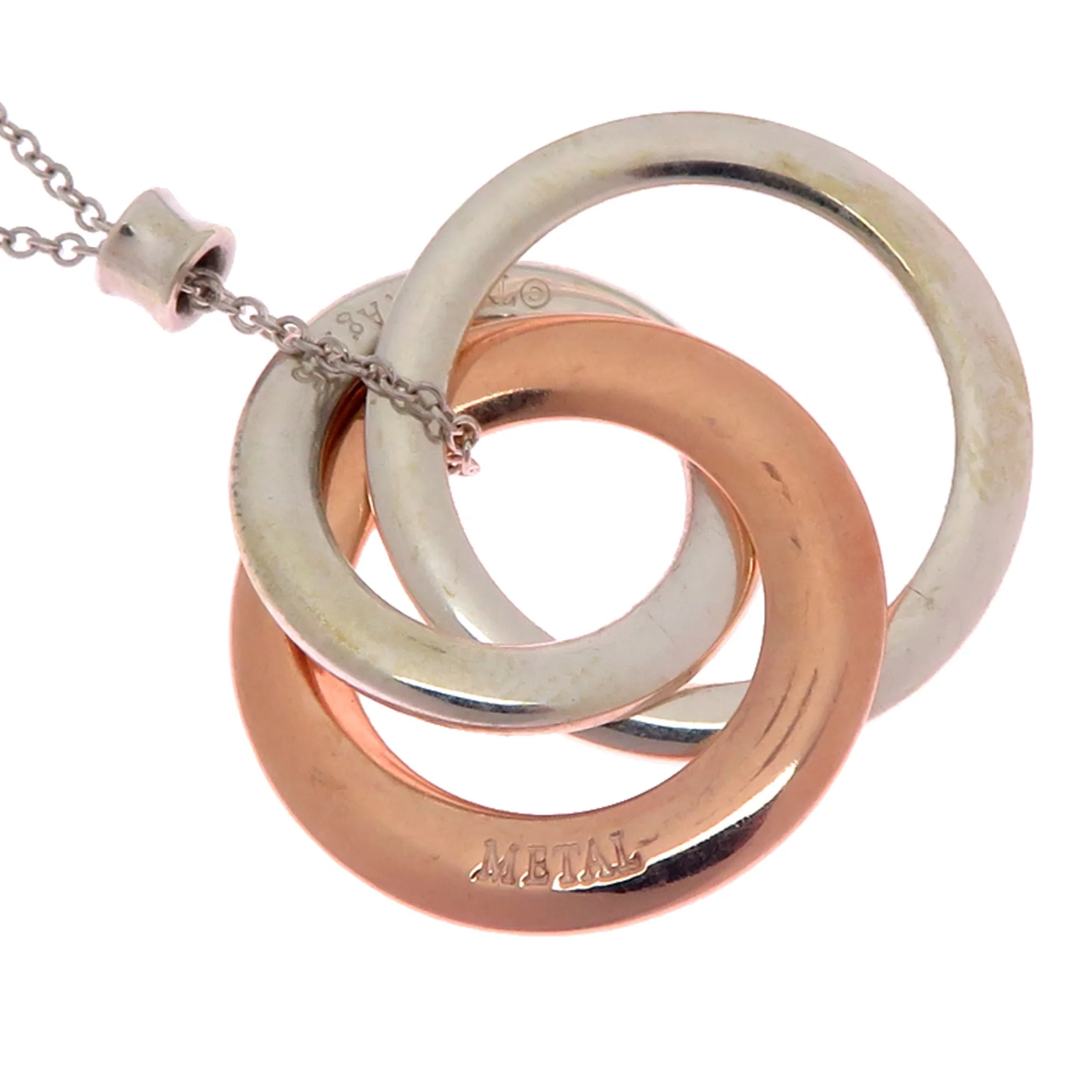 Interlocking Circle Pendant Necklace Sterling Silver - Image 3