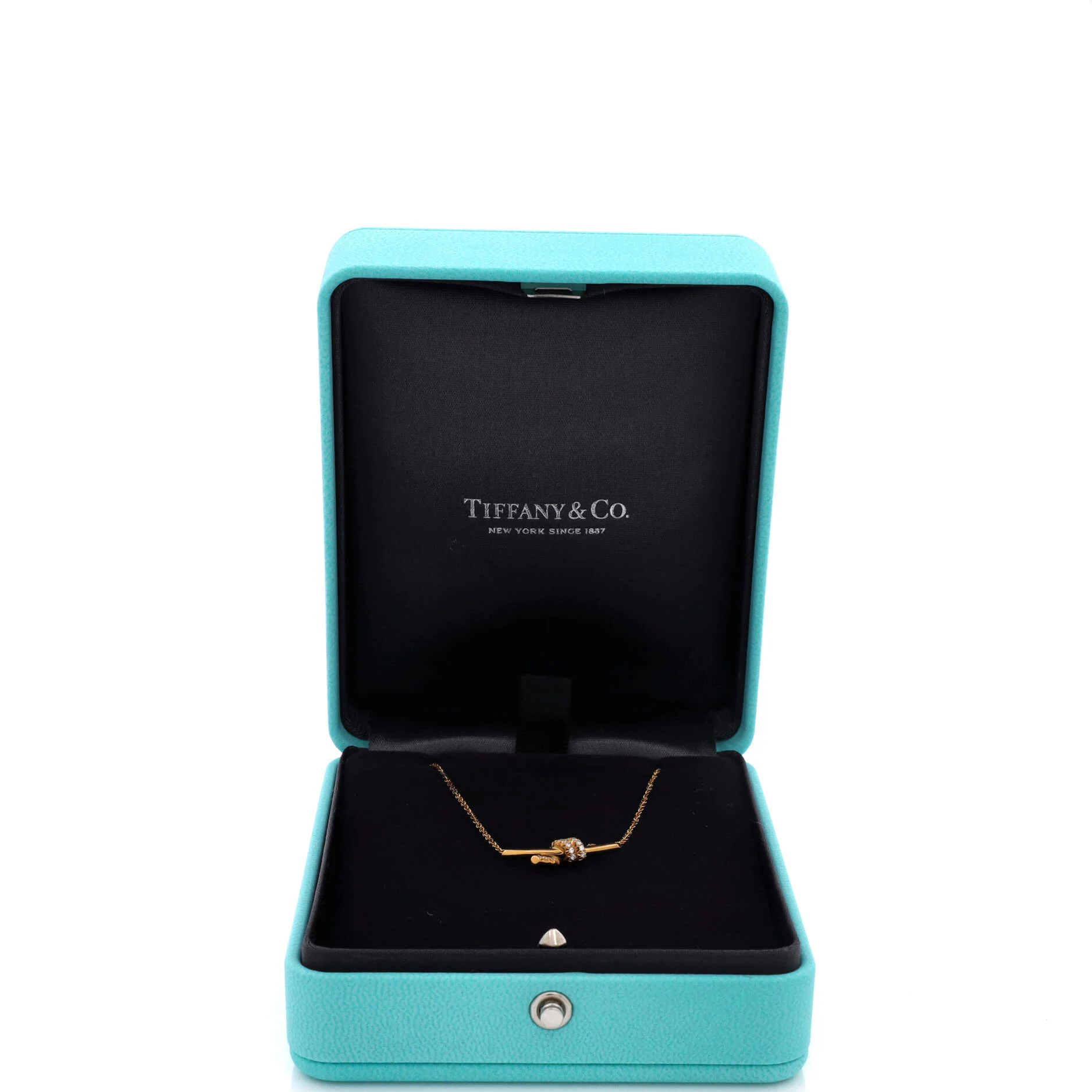 Knot Pendant Necklace 18K Yellow Gold with Diamonds Small - Image 2