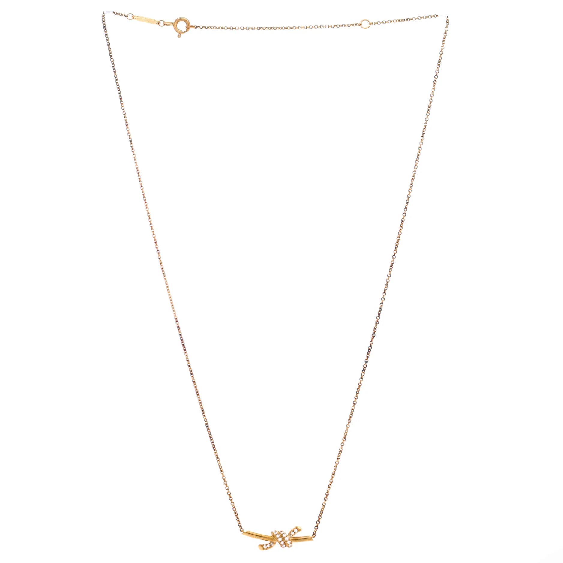 Knot Pendant Necklace 18K Yellow Gold with Diamonds Small - Image 3