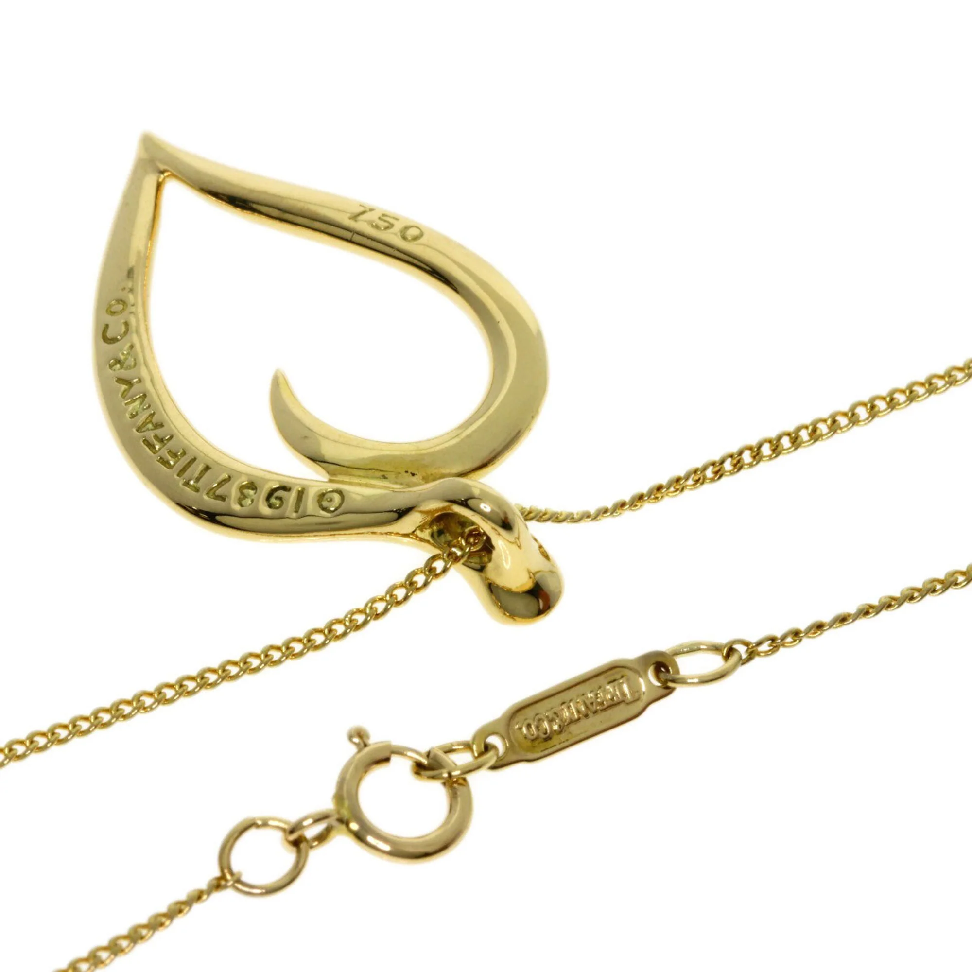 Leaf Heart Pendant Necklace 18K Yellow Gold - Image 2