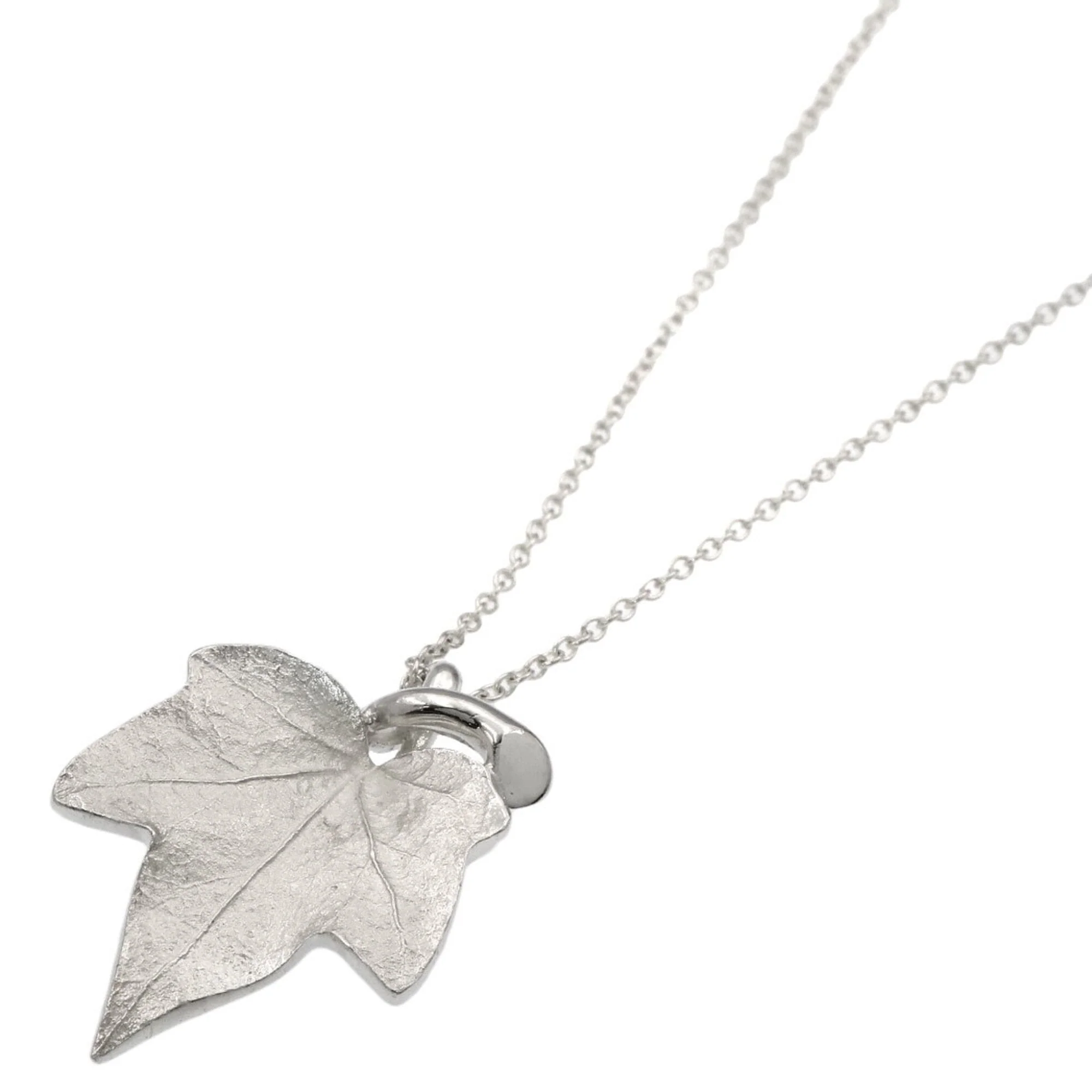 Leaf Motif Pendant Necklace Sterling Silver