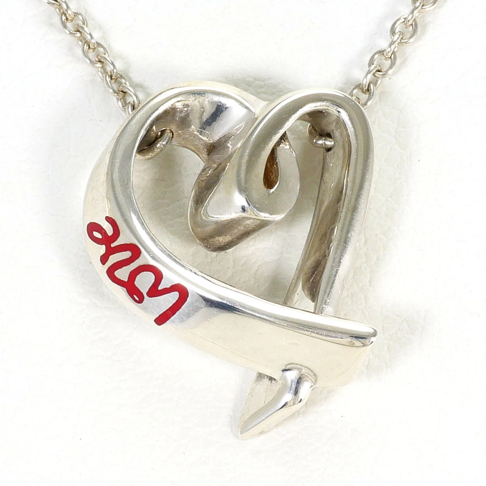 Loving Heart Pendant Necklace Enamel and Sterling Silver