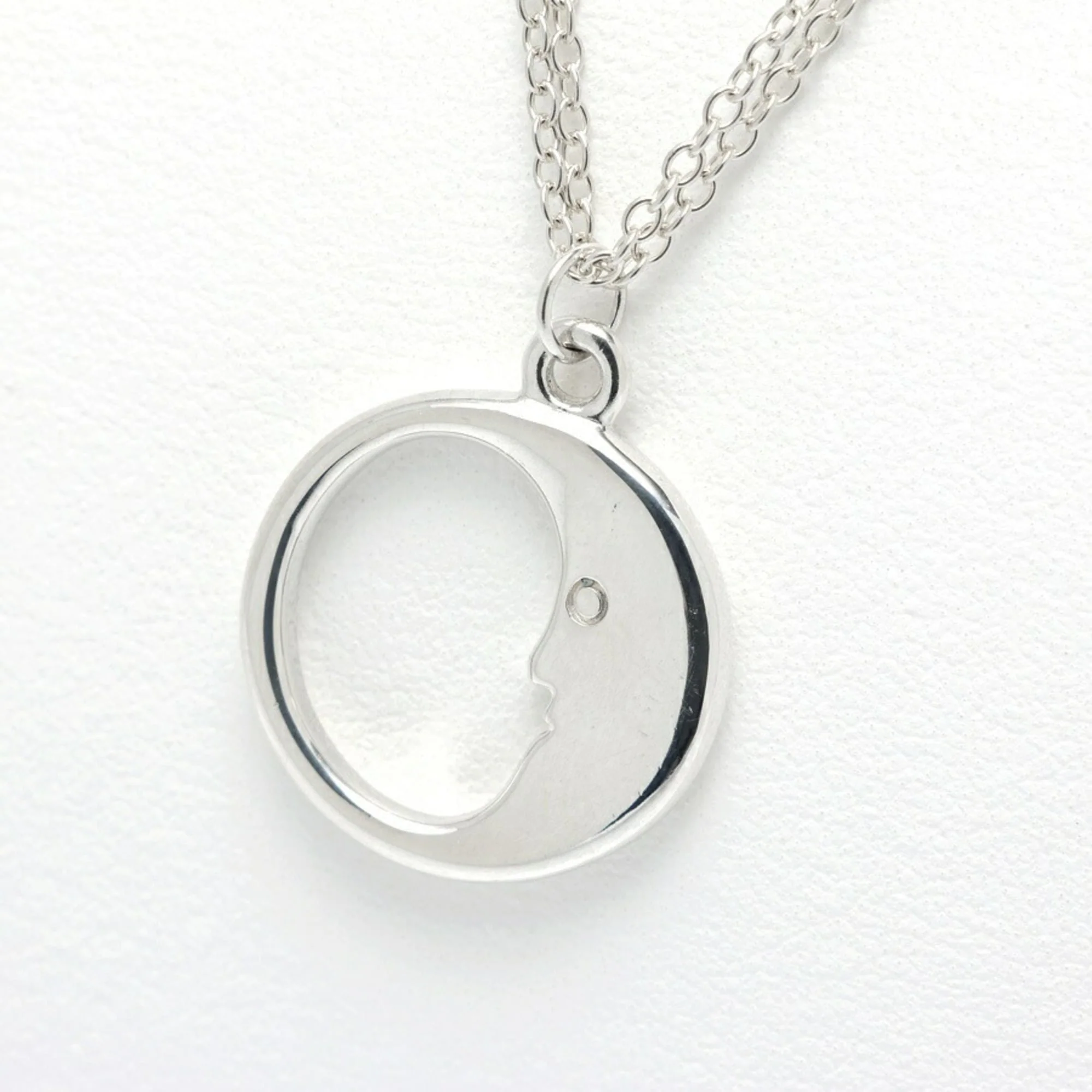 Man in the Moon Pendant Necklace Sterling Silver