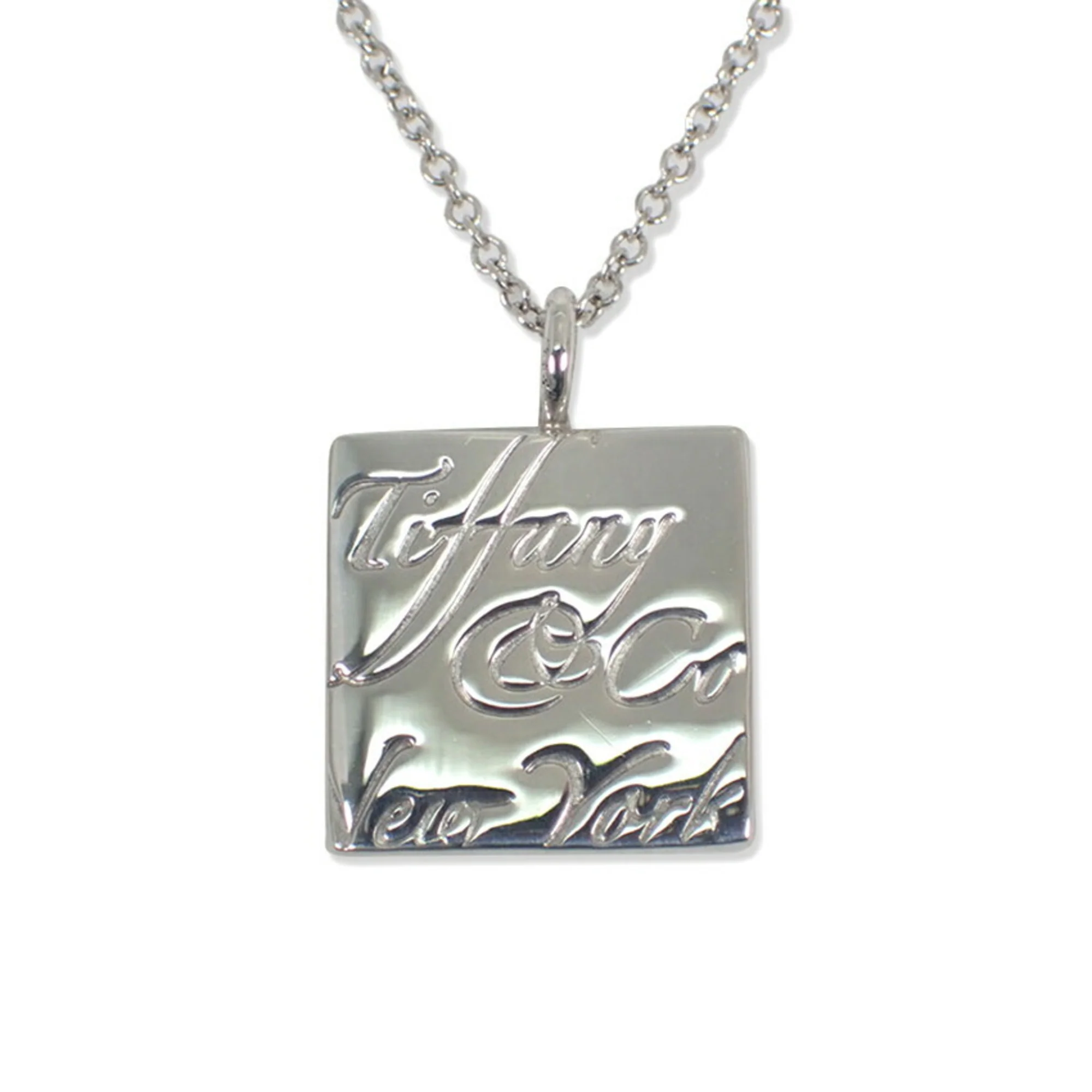 Notes Square Pendant Necklace Sterling Silver
