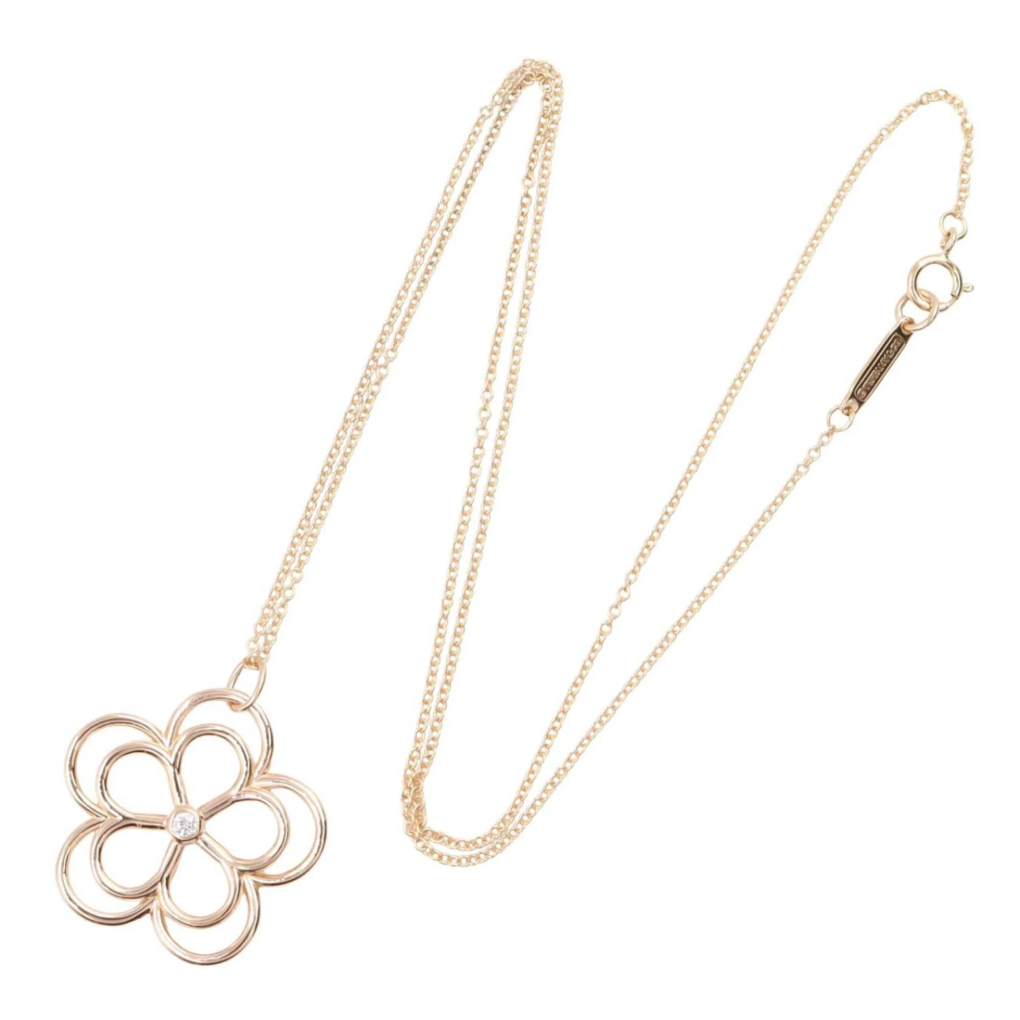 Open Flower Pendant Necklace 18K Rose Gold - Image 2